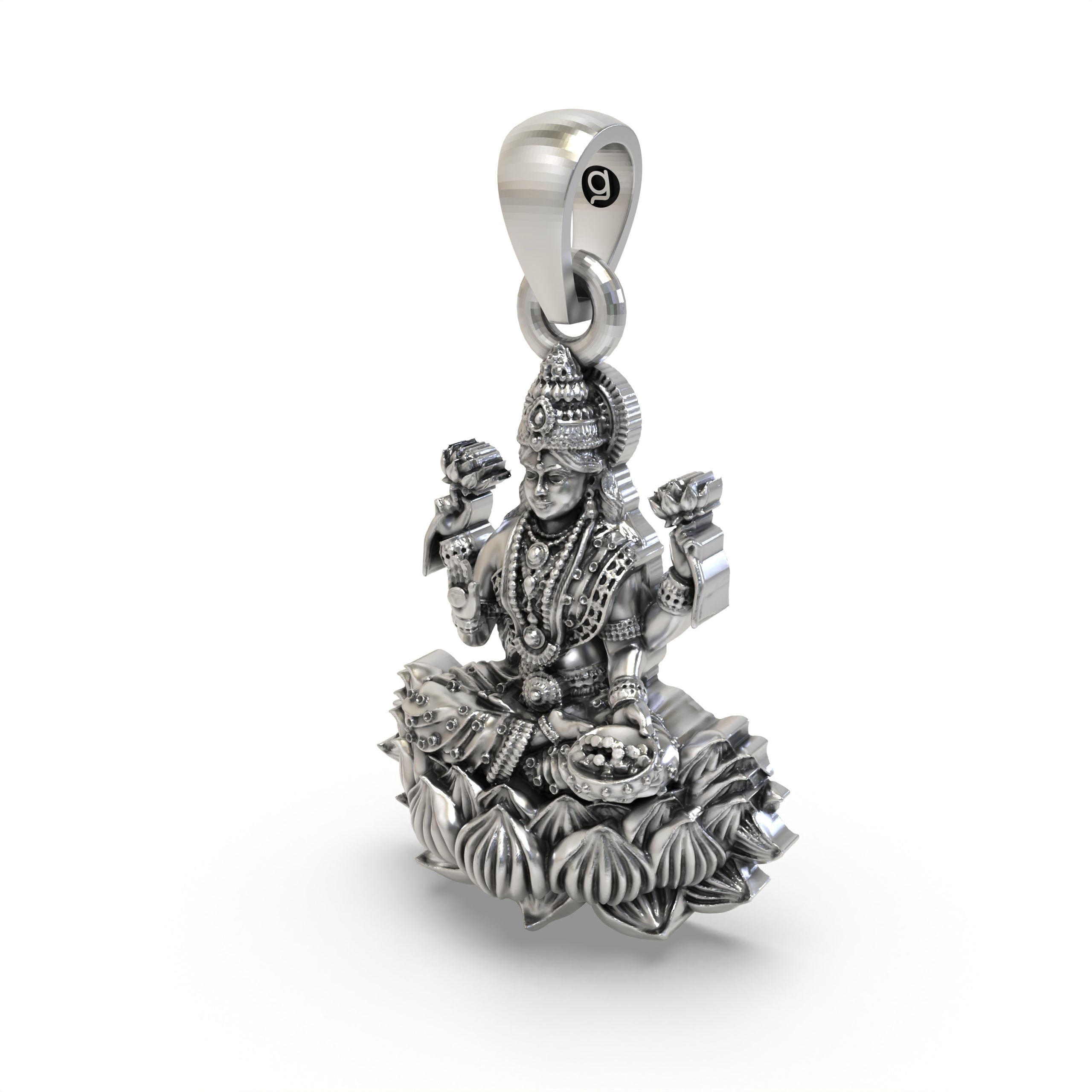 925 Silver Lakshmi Mata Pendant | Handmade Sterling Silver Goddess of Wealth Jewelry | Hallmarked Hindu Spiritual Locket