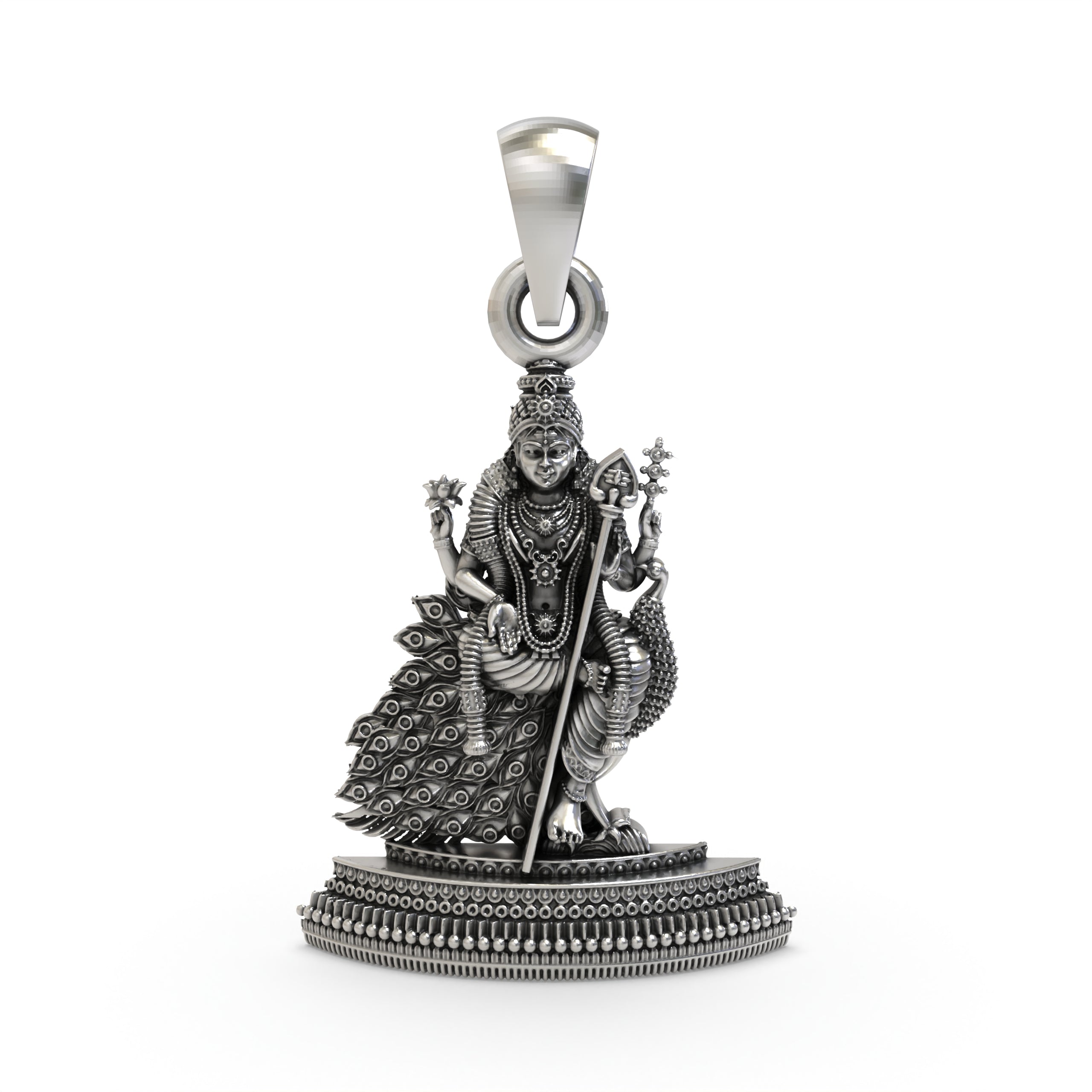 925 Silver Murugan Pendant | Lord Kartikeya Peacock Idol Jewelry | Handmade Hallmarked Sterling Silver