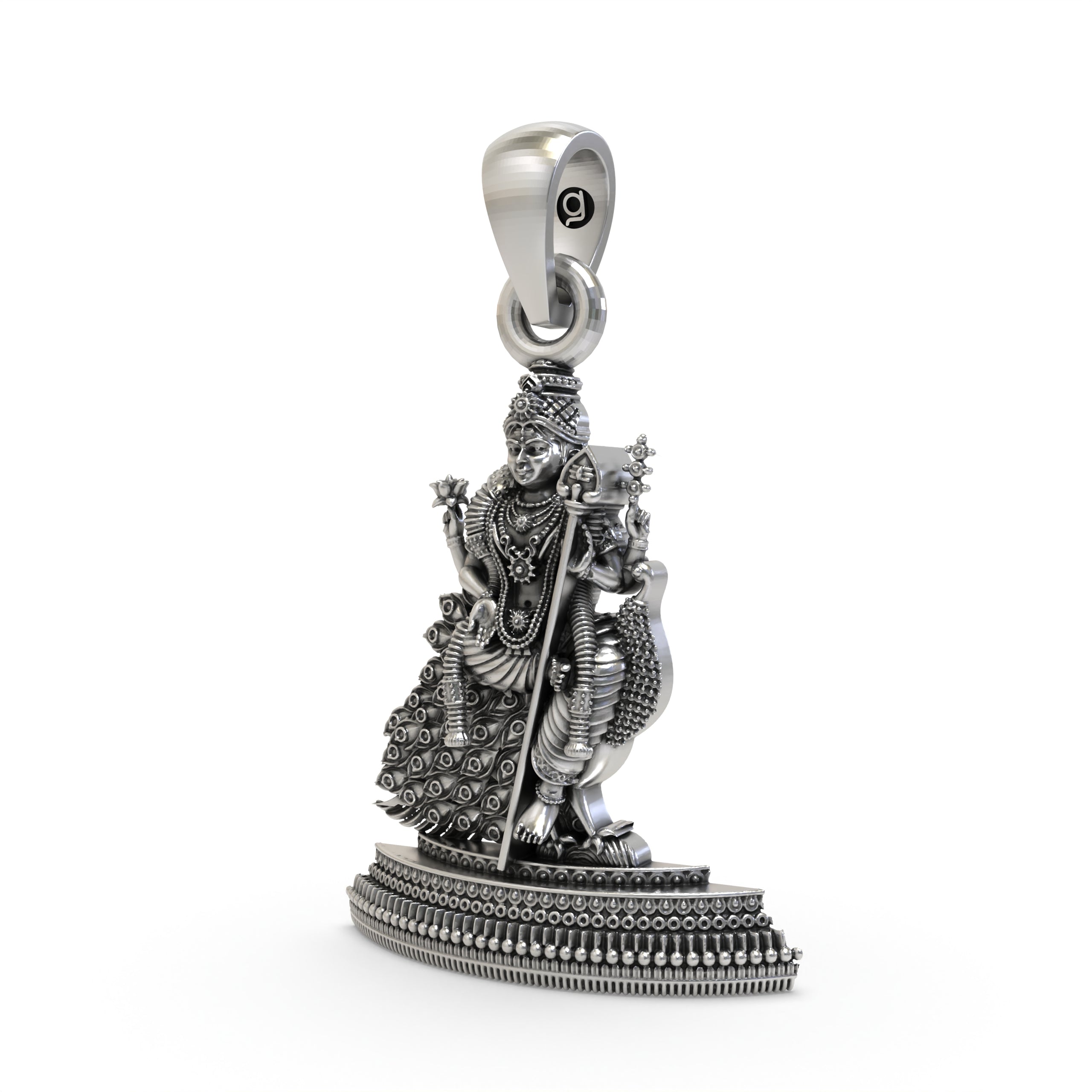 925 Silver Murugan Pendant | Lord Kartikeya Peacock Idol Jewelry | Handmade Hallmarked Sterling Silver