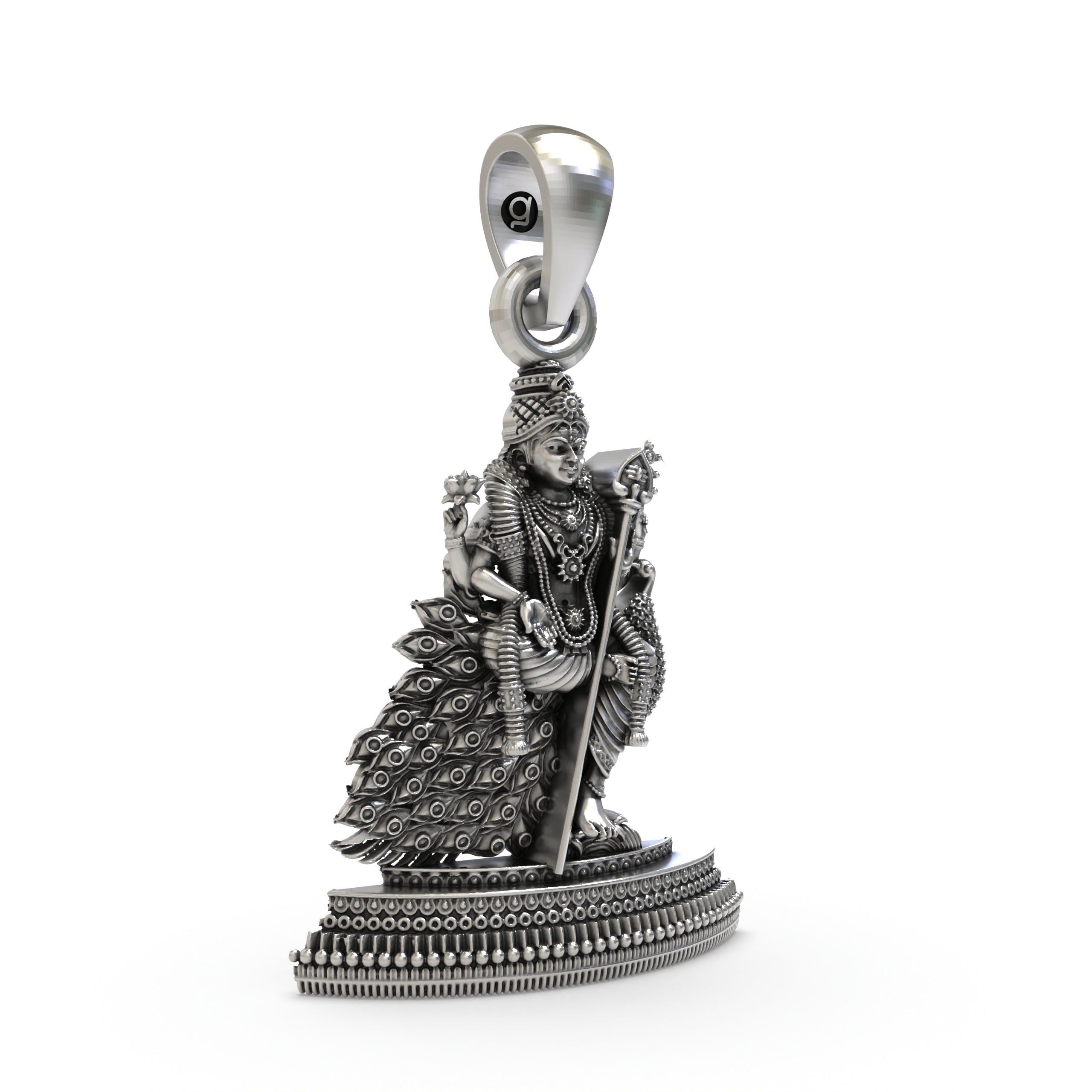 925 Silver Murugan Pendant | Lord Kartikeya Peacock Idol Jewelry | Handmade Hallmarked Sterling Silver