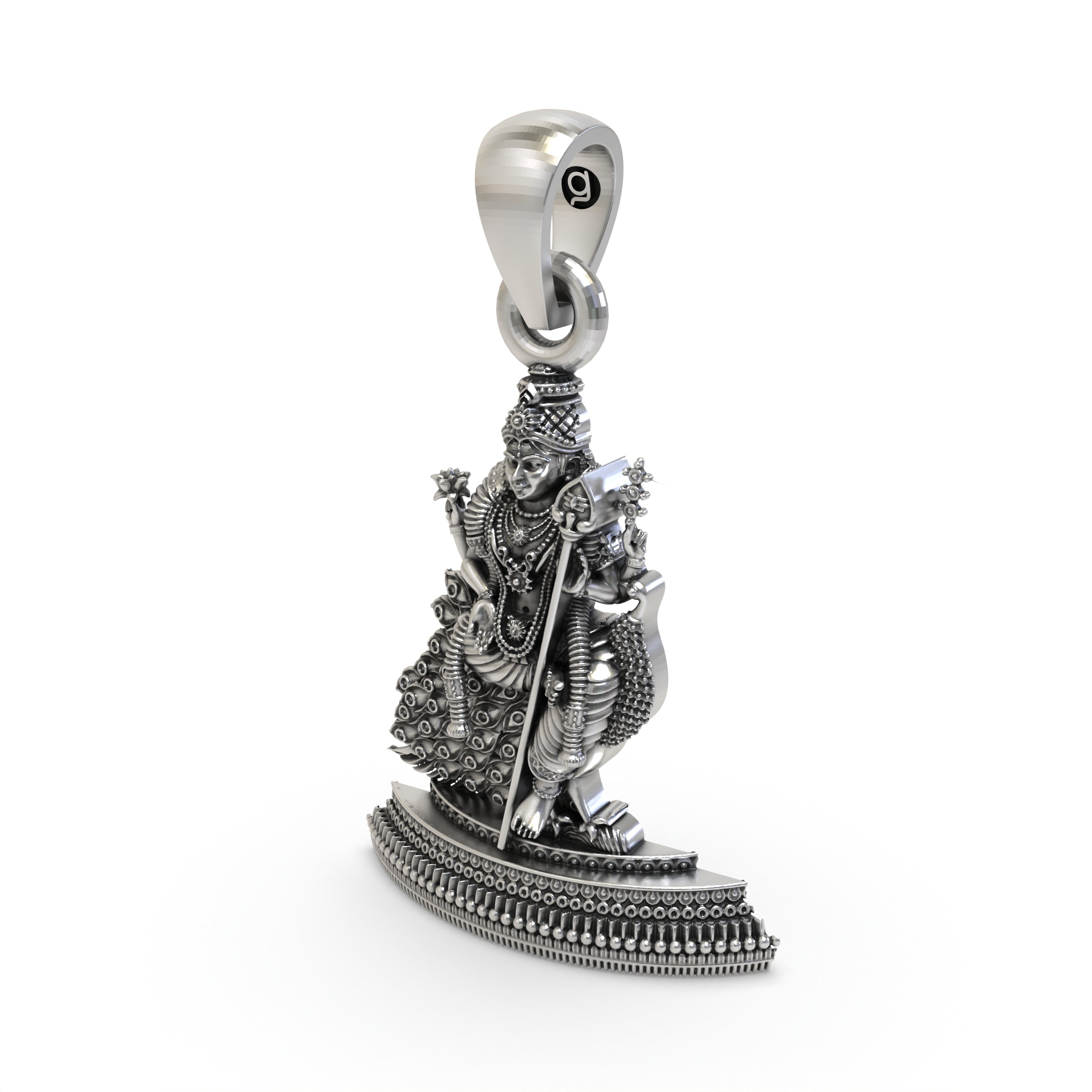 925 Silver Murugan Pendant | Lord Kartikeya Peacock Idol Jewelry | Handmade Hallmarked Sterling Silver