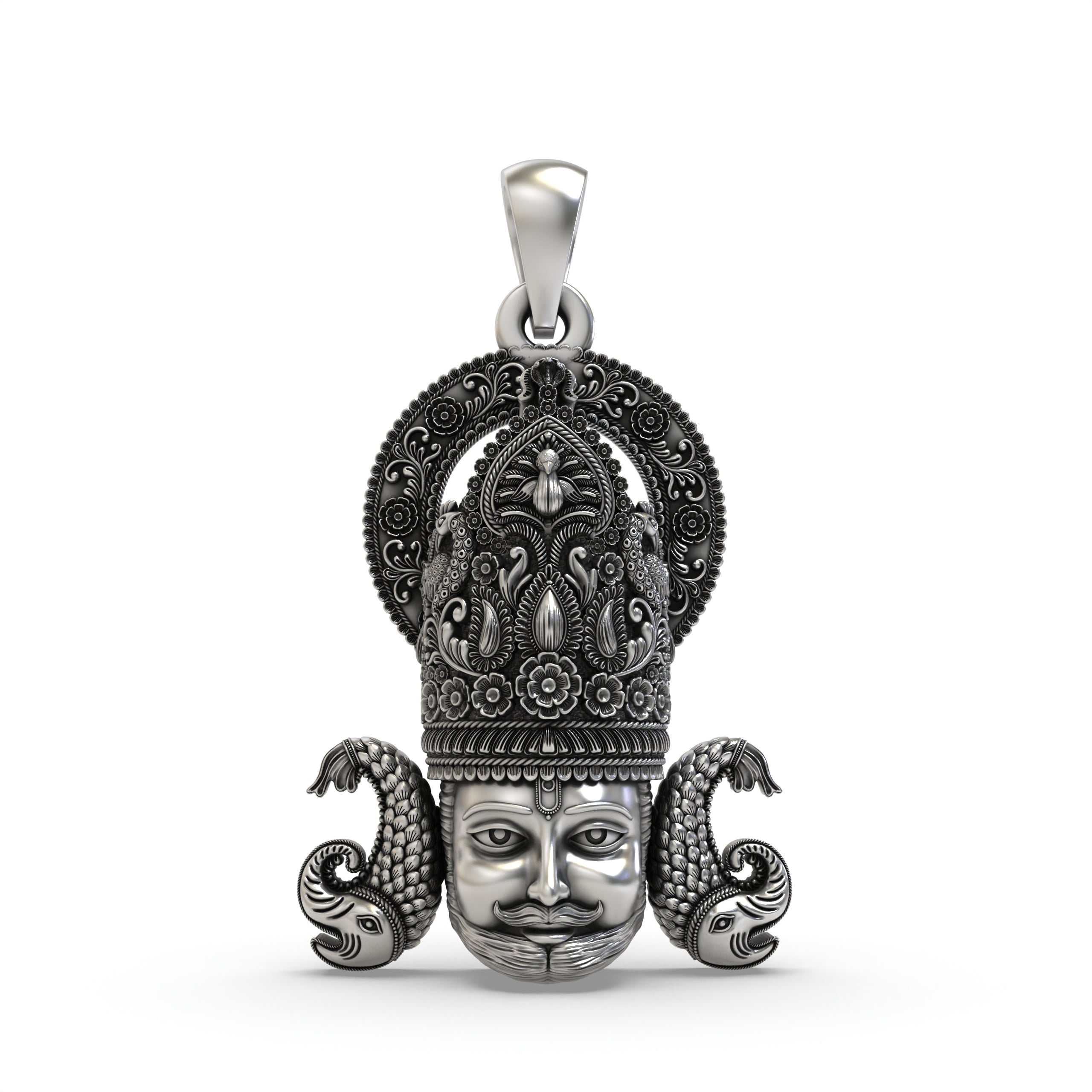 925 Silver Khatu Shyam Ji Pendant | Handmade Temple Jewellery