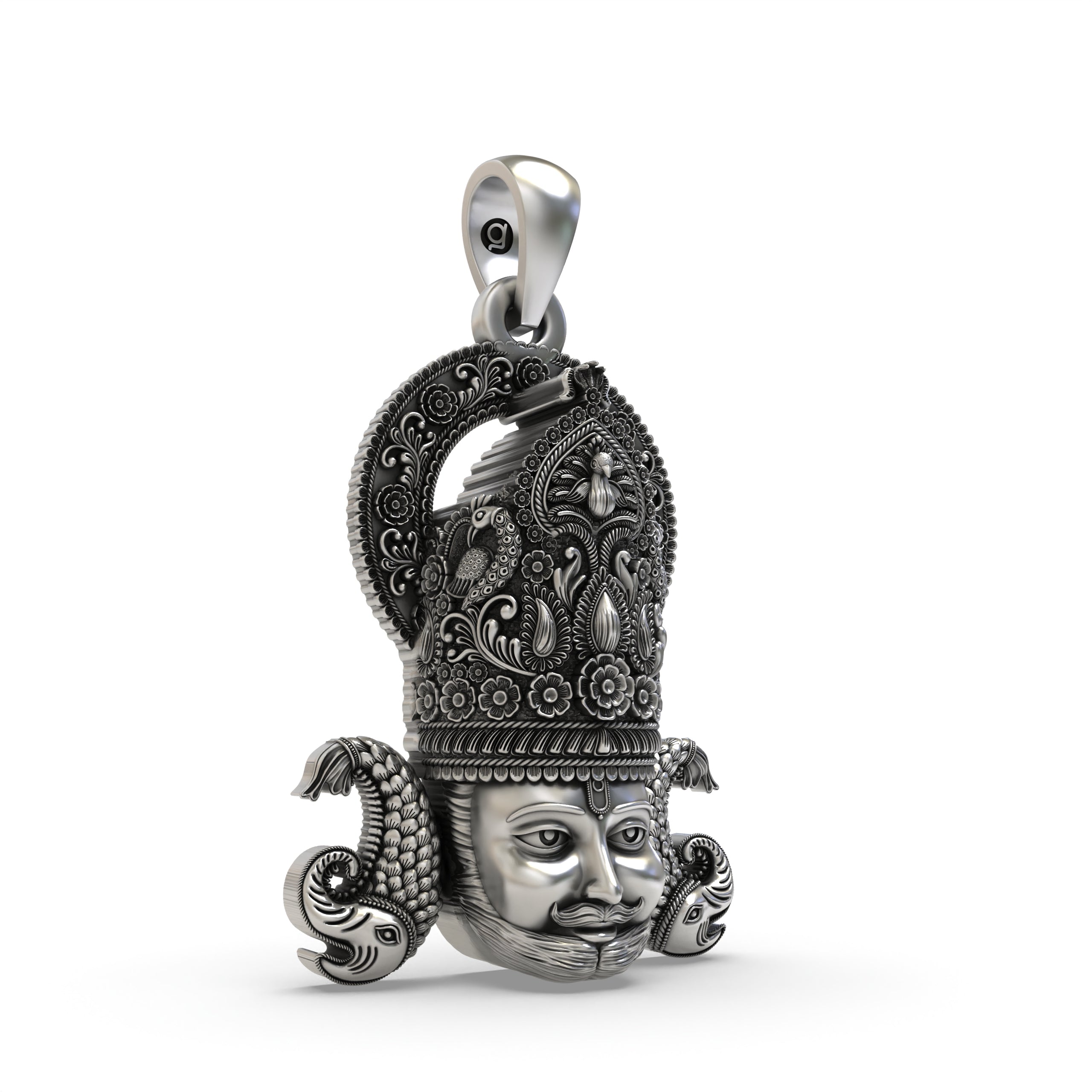 925 Silver Khatu Shyam Ji Pendant | Handmade Temple Jewellery