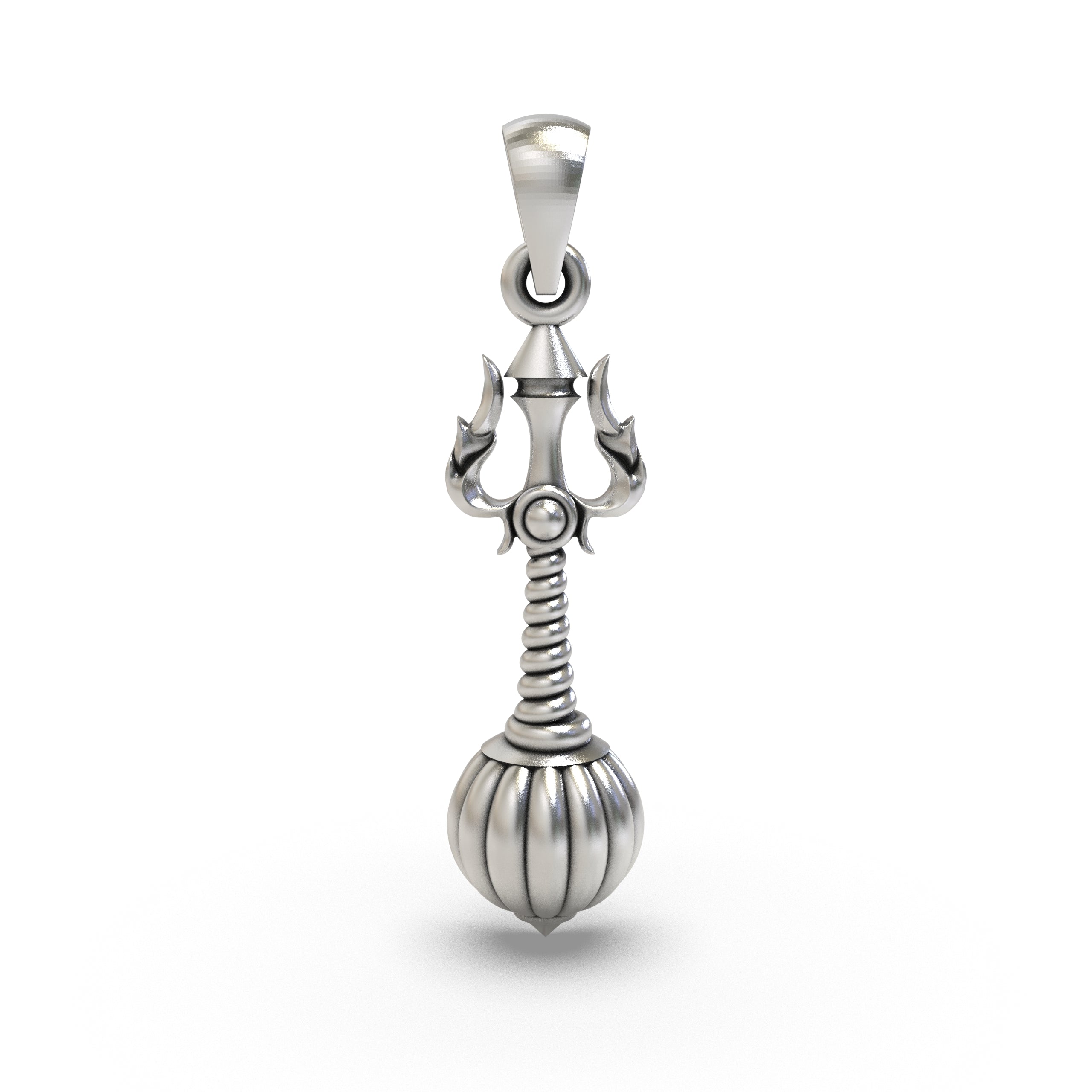 925 Sterling Silver Trishul Gada Pendant — Mahadev Spiritual Temple Jewellery