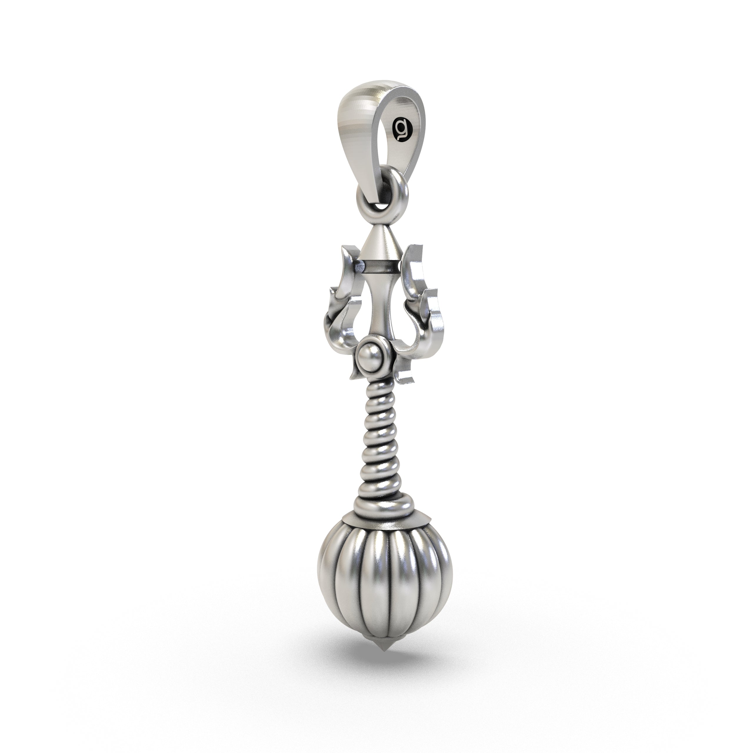 925 Sterling Silver Trishul Gada Pendant — Mahadev Spiritual Temple Jewellery