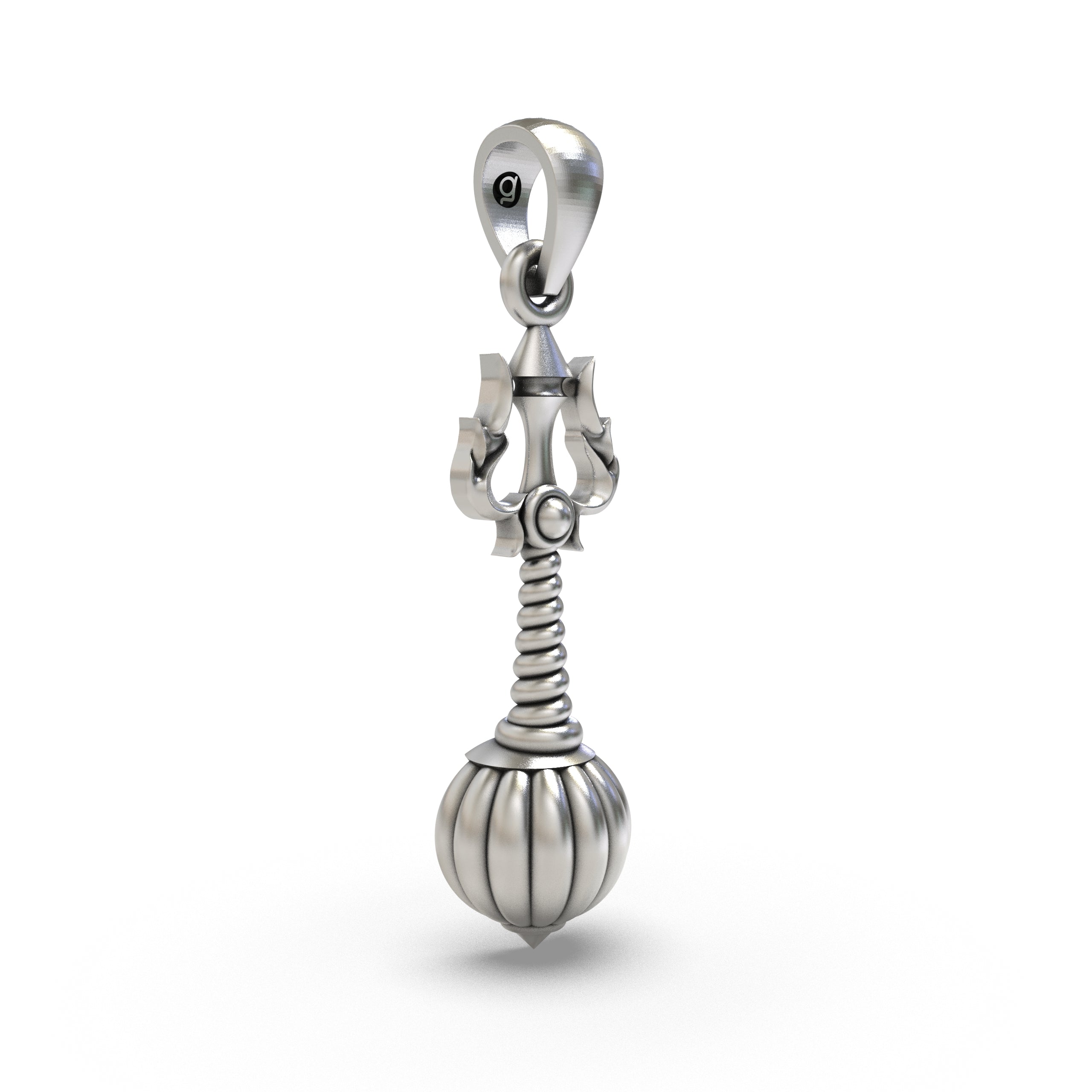 925 Sterling Silver Trishul Gada Pendant — Mahadev Spiritual Temple Jewellery