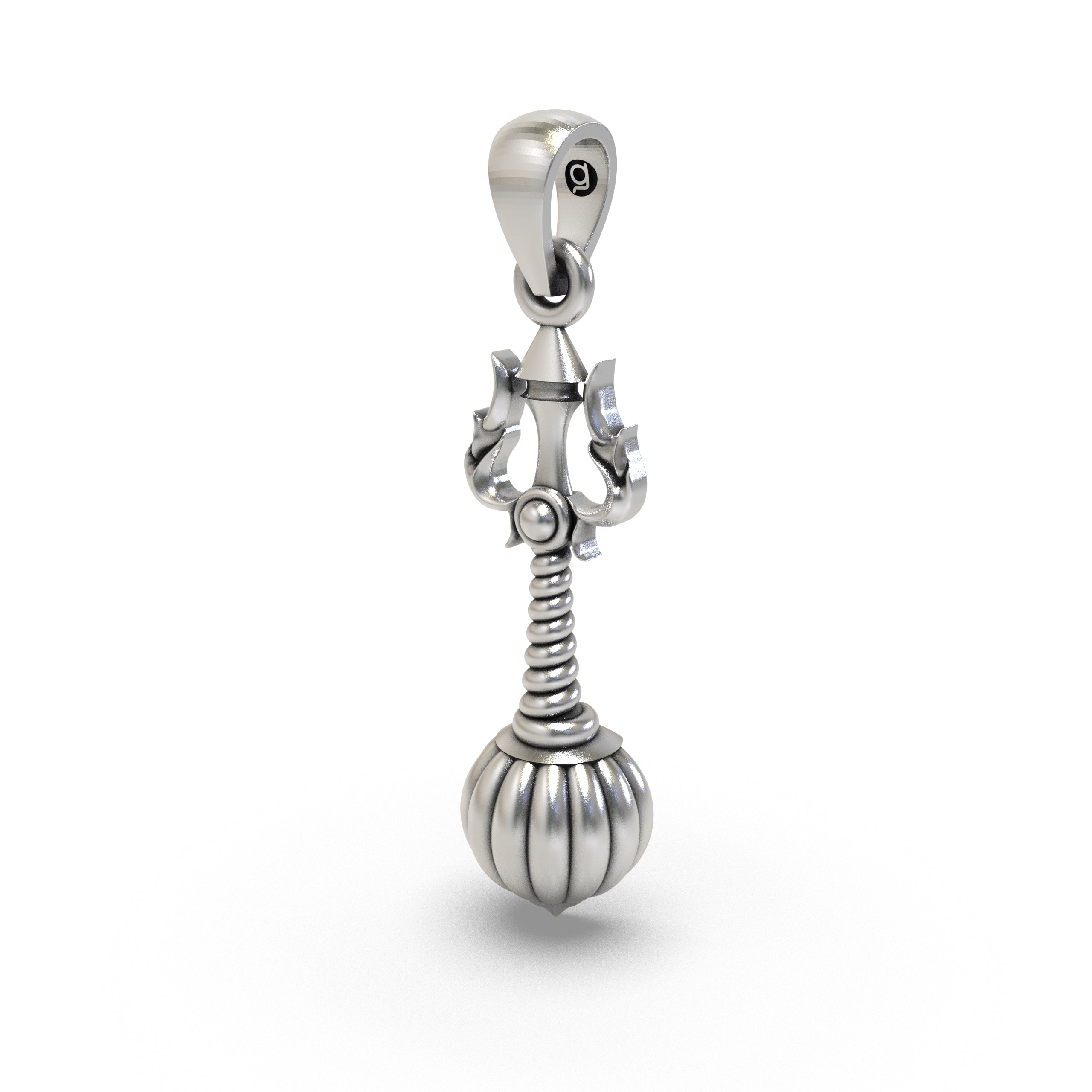 925 Sterling Silver Trishul Gada Pendant — Mahadev Spiritual Temple Jewellery