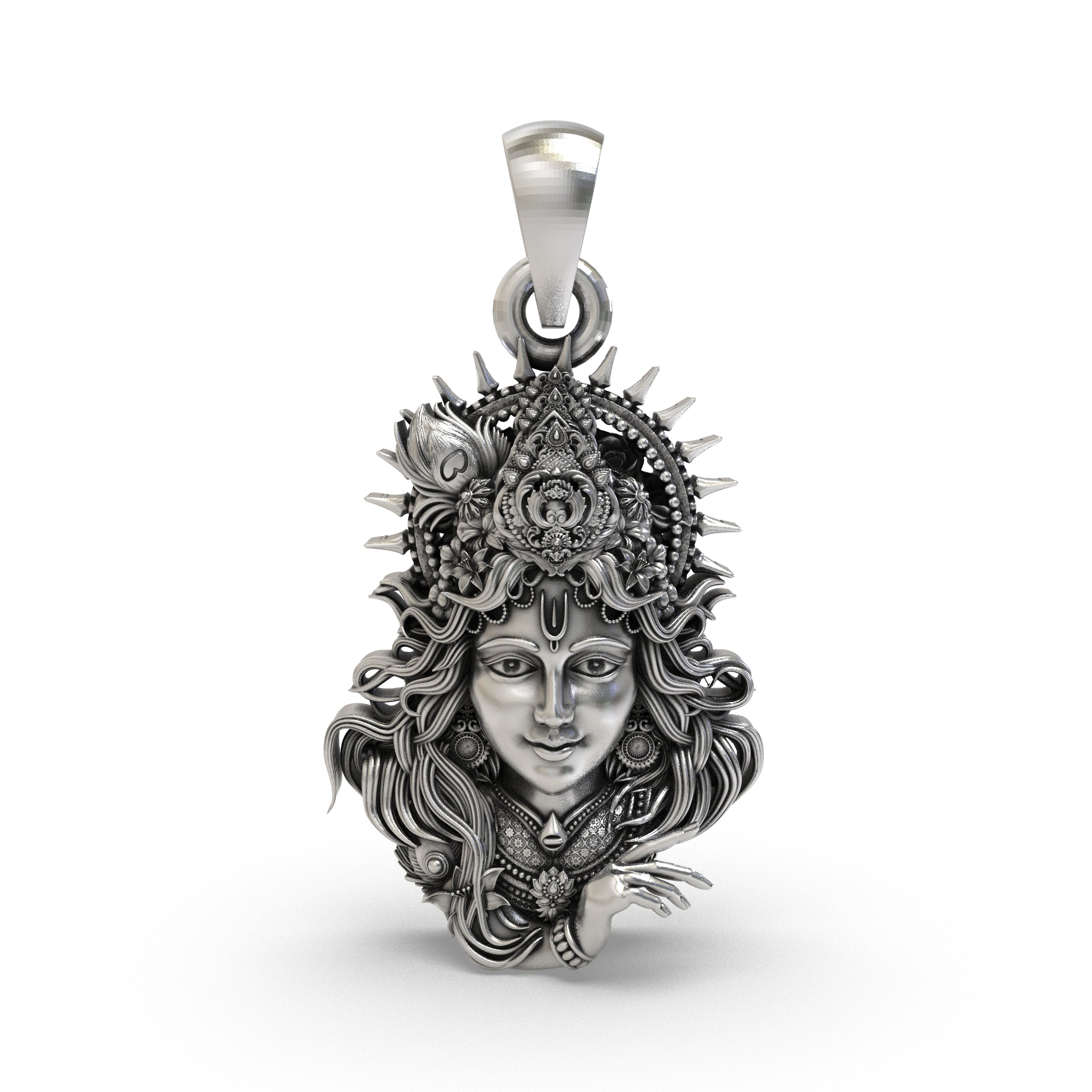 925 Silver Krishna Face Pendant