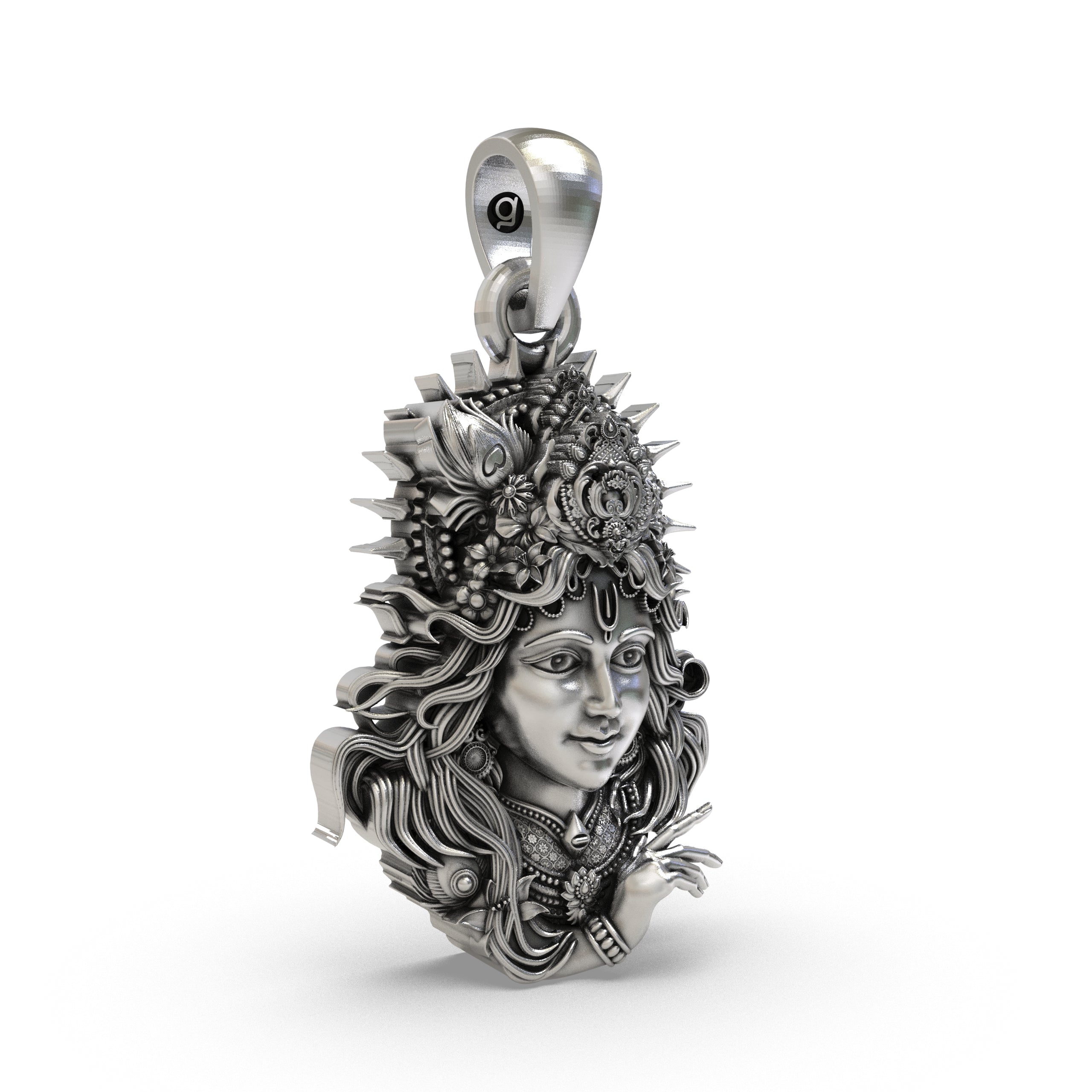 925 Silver Krishna Face Pendant