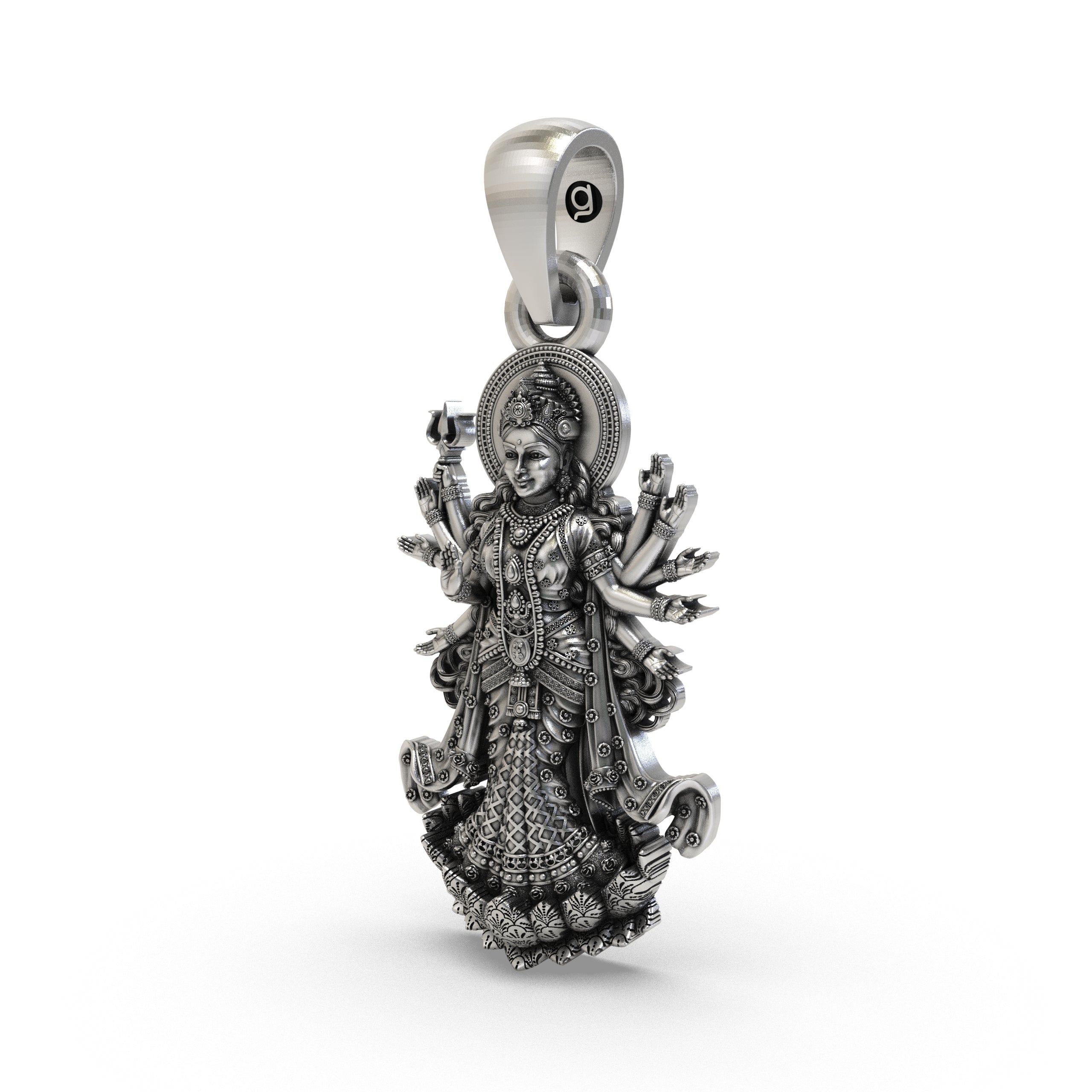925 Silver Durga Maa (Navadurga) Pendant – Multi-Armed Shakti with Trishul, Antique-Oxidized Handcrafted Temple Jewelry, Navratri Spiritual Gift