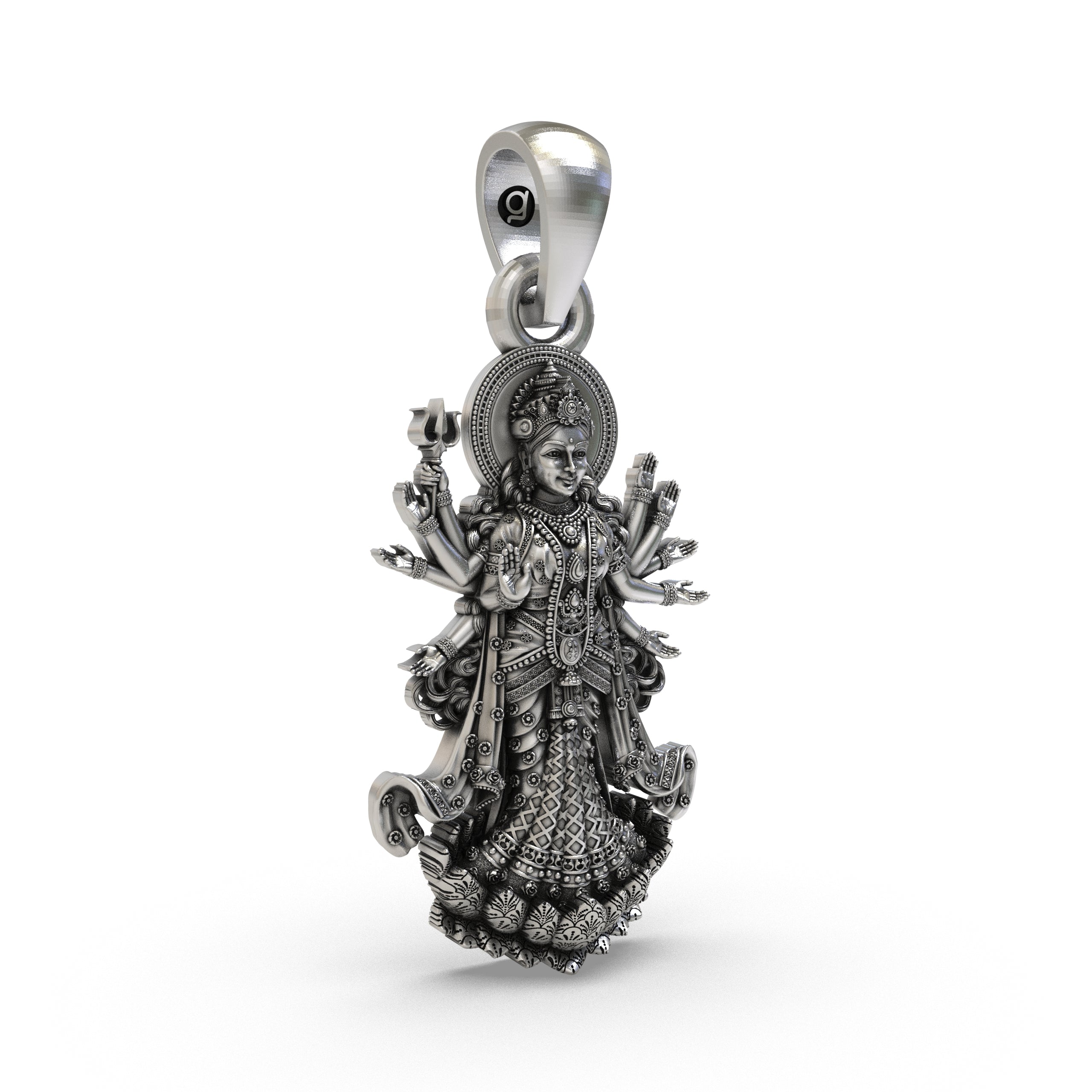 925 Silver Durga Maa (Navadurga) Pendant – Multi-Armed Shakti with Trishul, Antique-Oxidized Handcrafted Temple Jewelry, Navratri Spiritual Gift