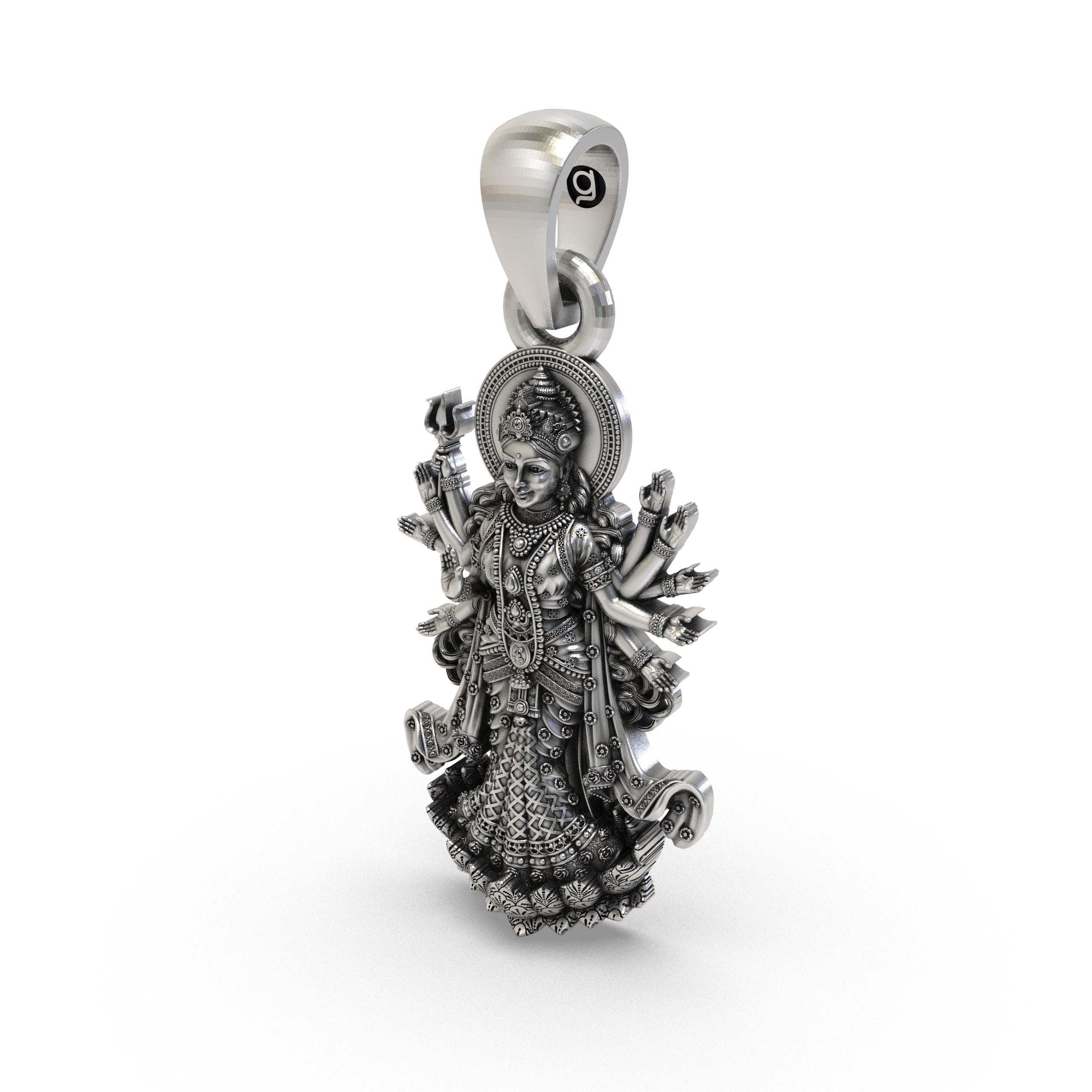 925 Silver Durga Maa (Navadurga) Pendant – Multi-Armed Shakti with Trishul, Antique-Oxidized Handcrafted Temple Jewelry, Navratri Spiritual Gift