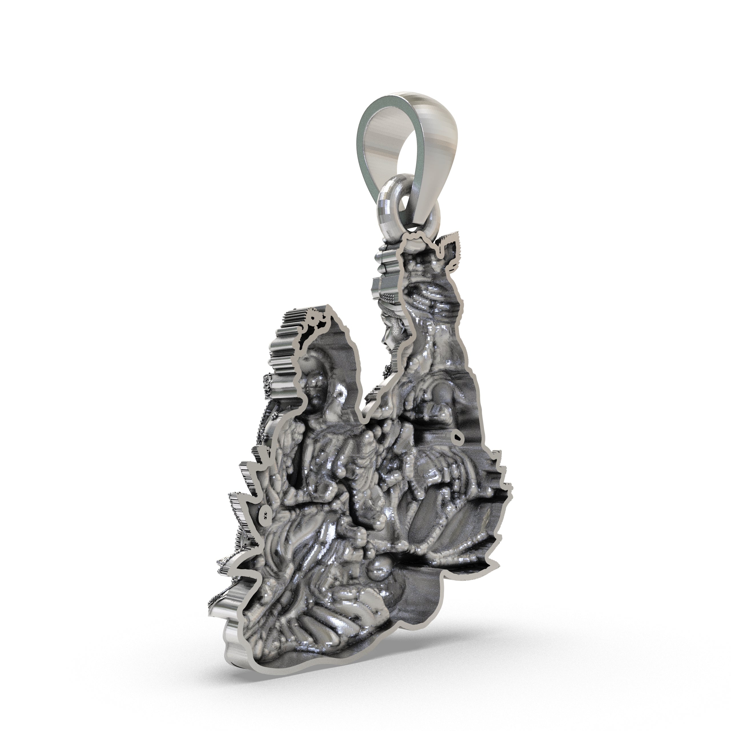 925 Sterling Silver Radha Krishna Pendant – Handcrafted Vrindavan Idol Necklace, Devotional Hindu Jewelry Gift
