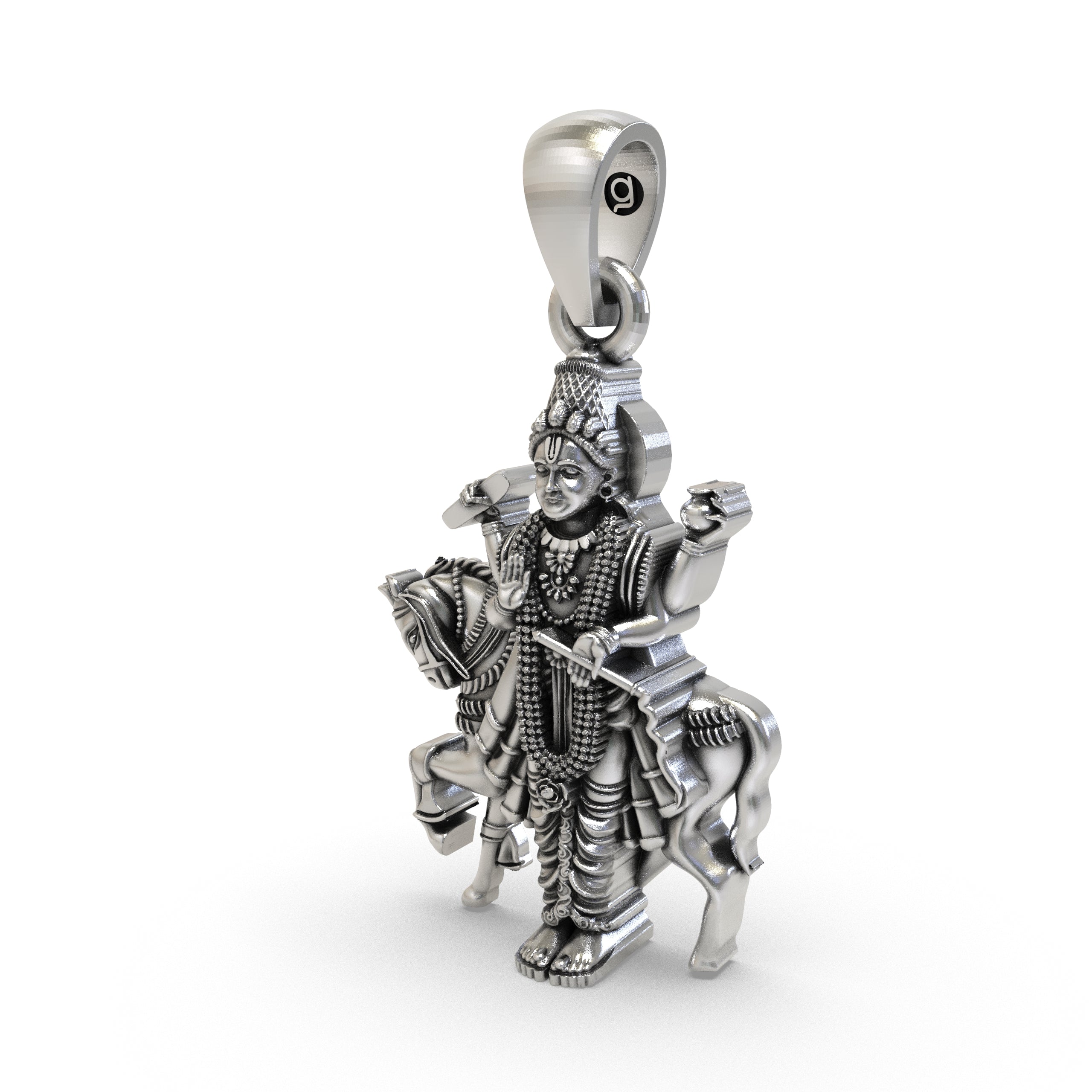 925 Sterling Silver Shukra Deva (Shukracharya) Pendant – Navagraha Venus God on Horse Idol Necklace, Handcrafted Hindu Devotional Jewelry Gift