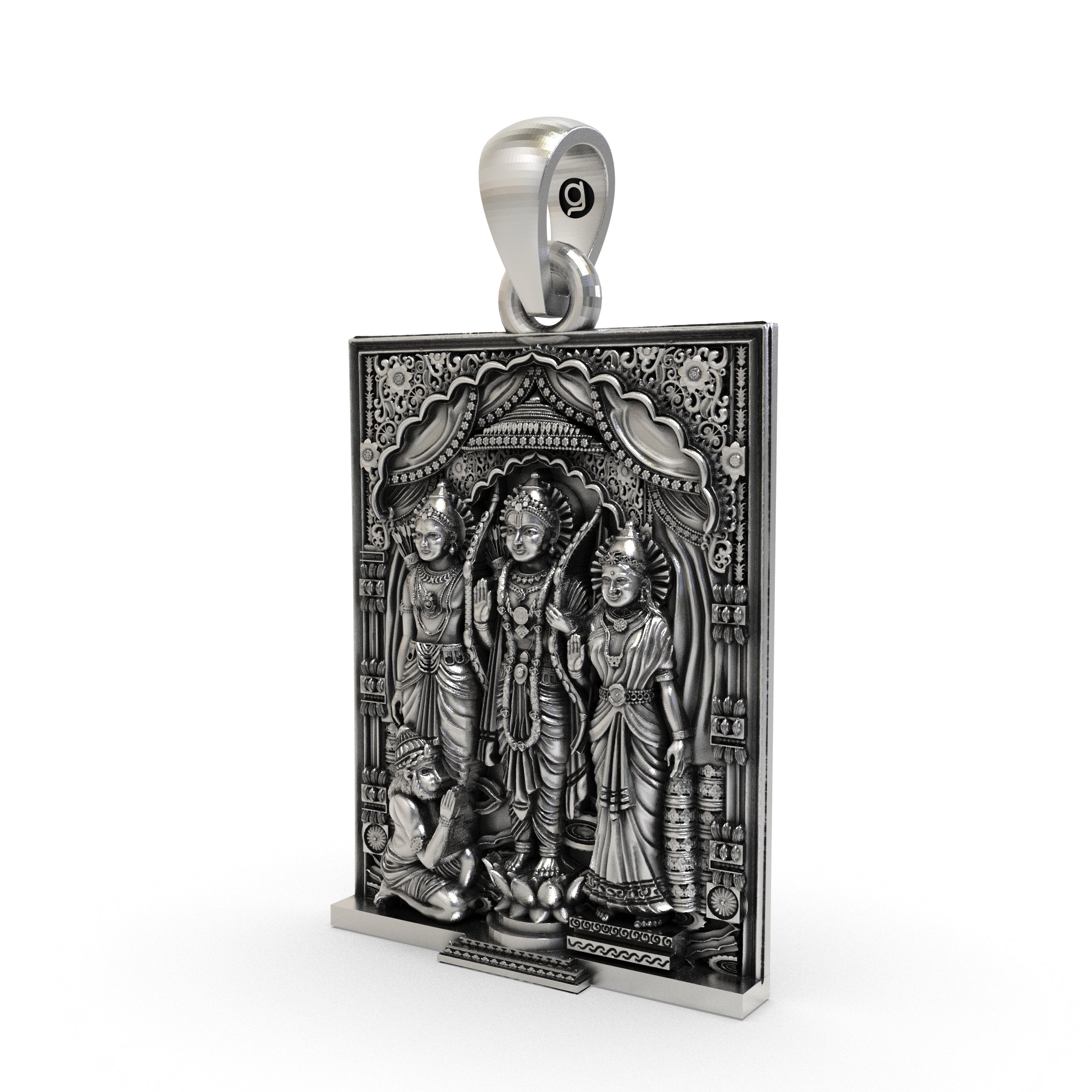 925 Sterling Silver Ram Darbar Pendant | Handmade Ram Sita Hanuman Lakshman Locket | Hindu Temple Jewelry