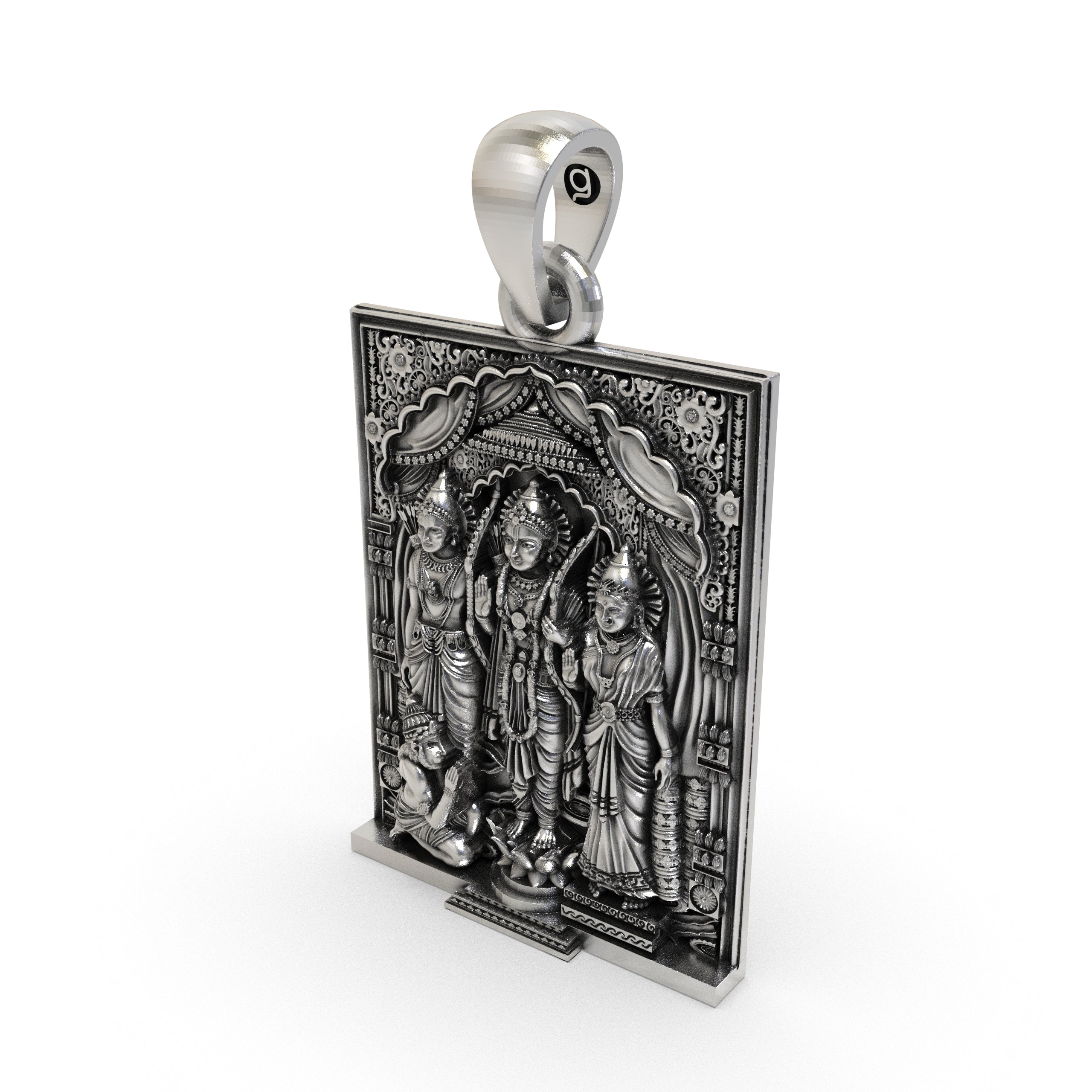 925 Sterling Silver Ram Darbar Pendant | Handmade Ram Sita Hanuman Lakshman Locket | Hindu Temple Jewelry