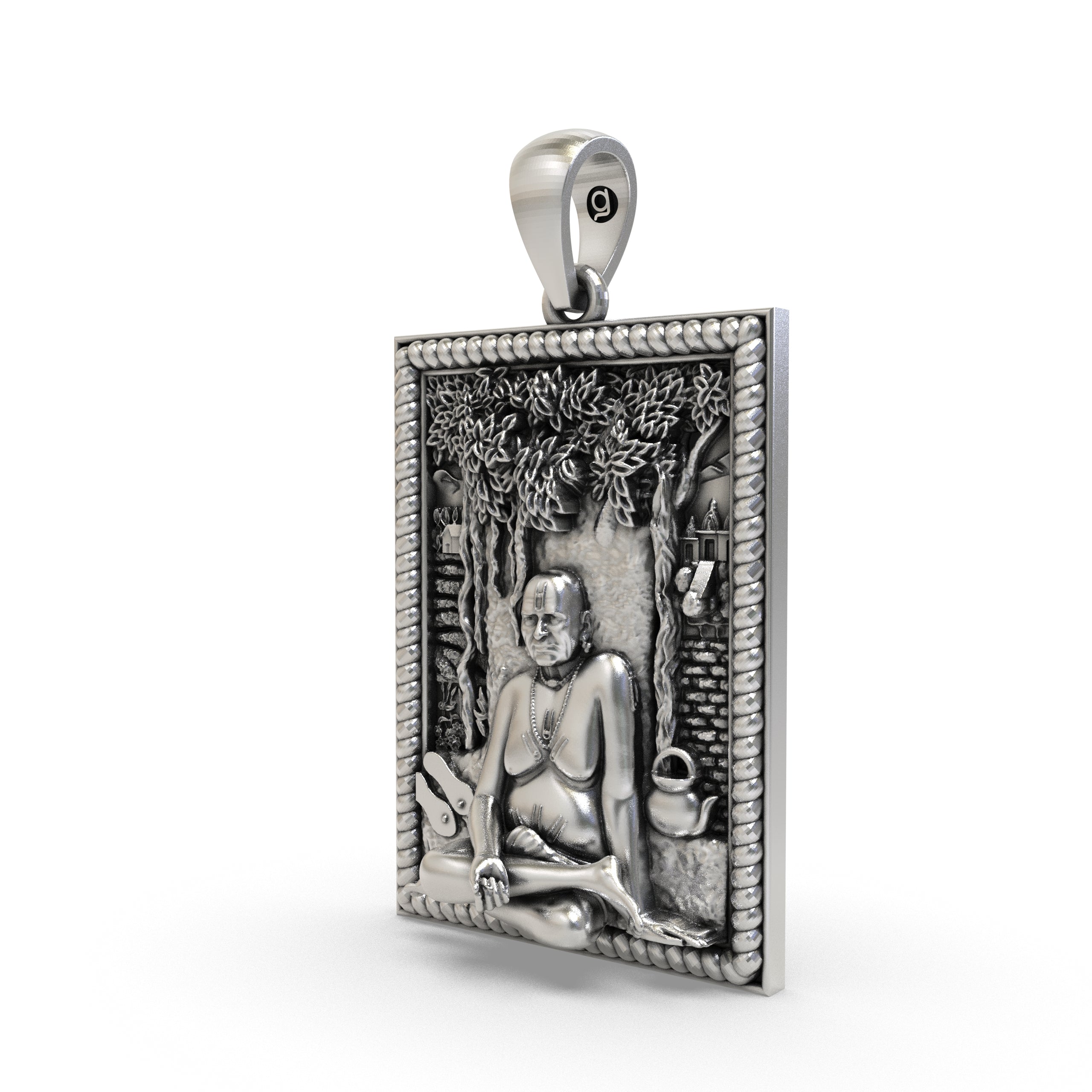 Akkalkot Shree Swami Samarth Pendant 925 Sterling Silver | Spiritual Guru Maharaj Locket Necklace