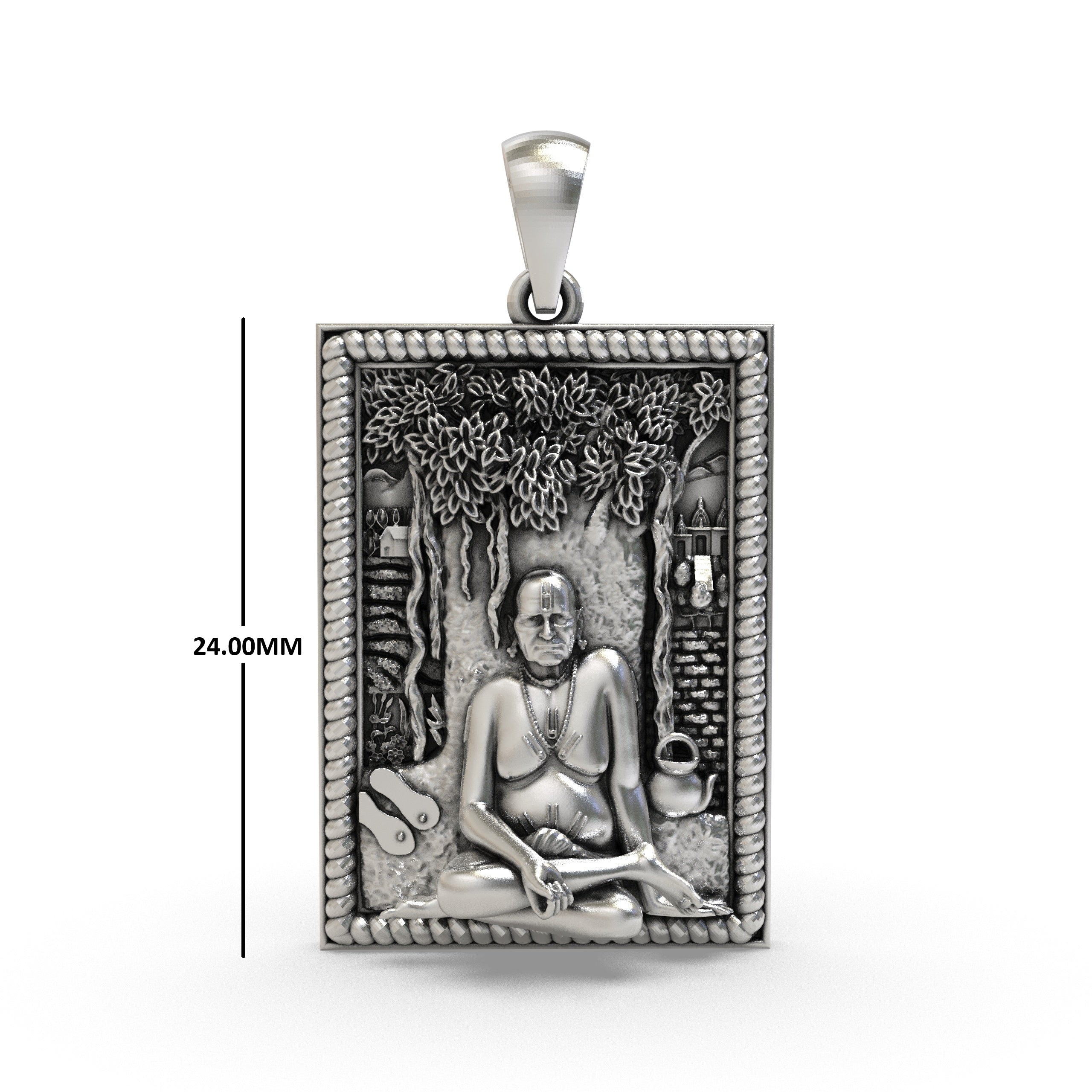 Akkalkot Shree Swami Samarth Pendant 925 Sterling Silver | Spiritual Guru Maharaj Locket Necklace