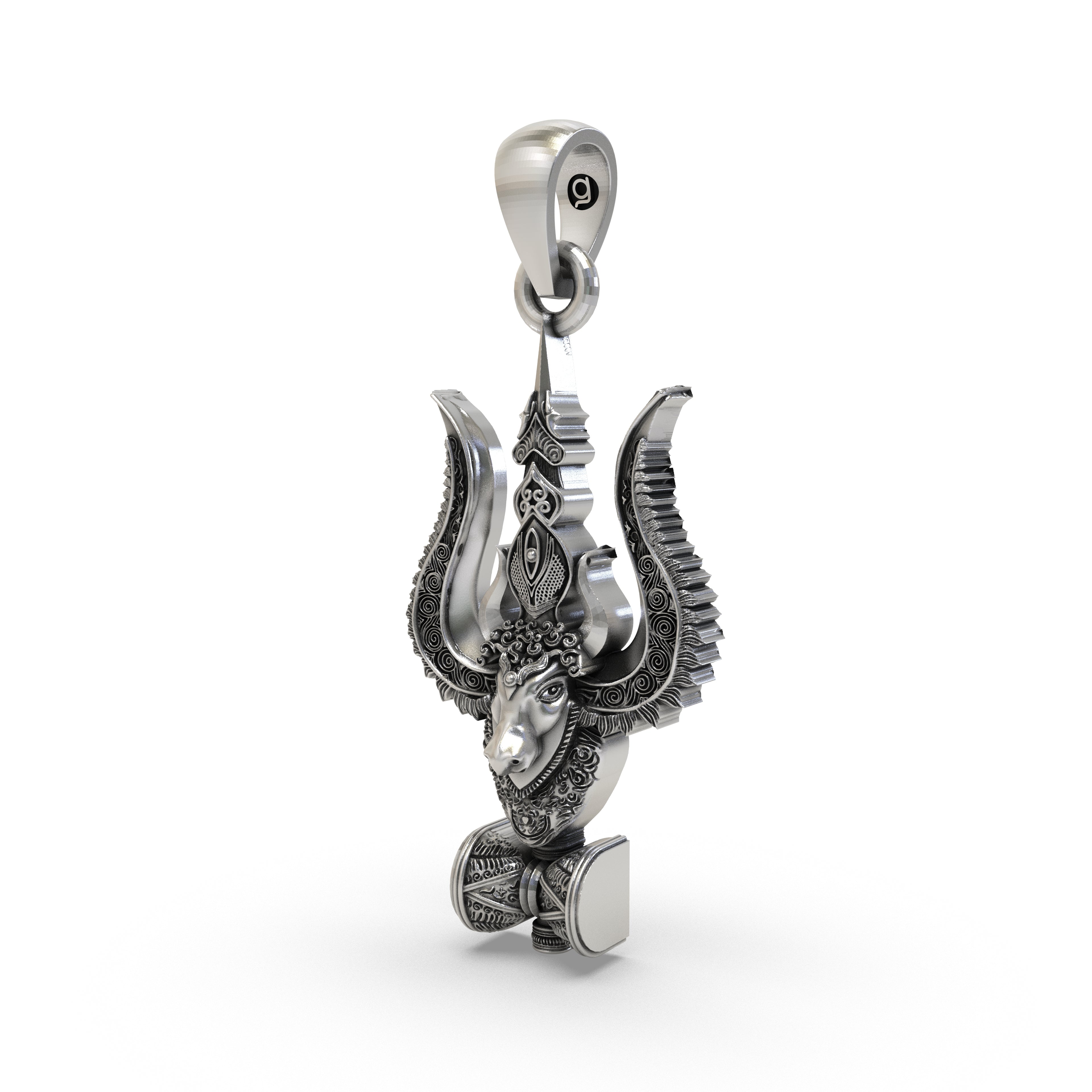 925 Silver Mahadev Trishul Nandi Damru Pendant