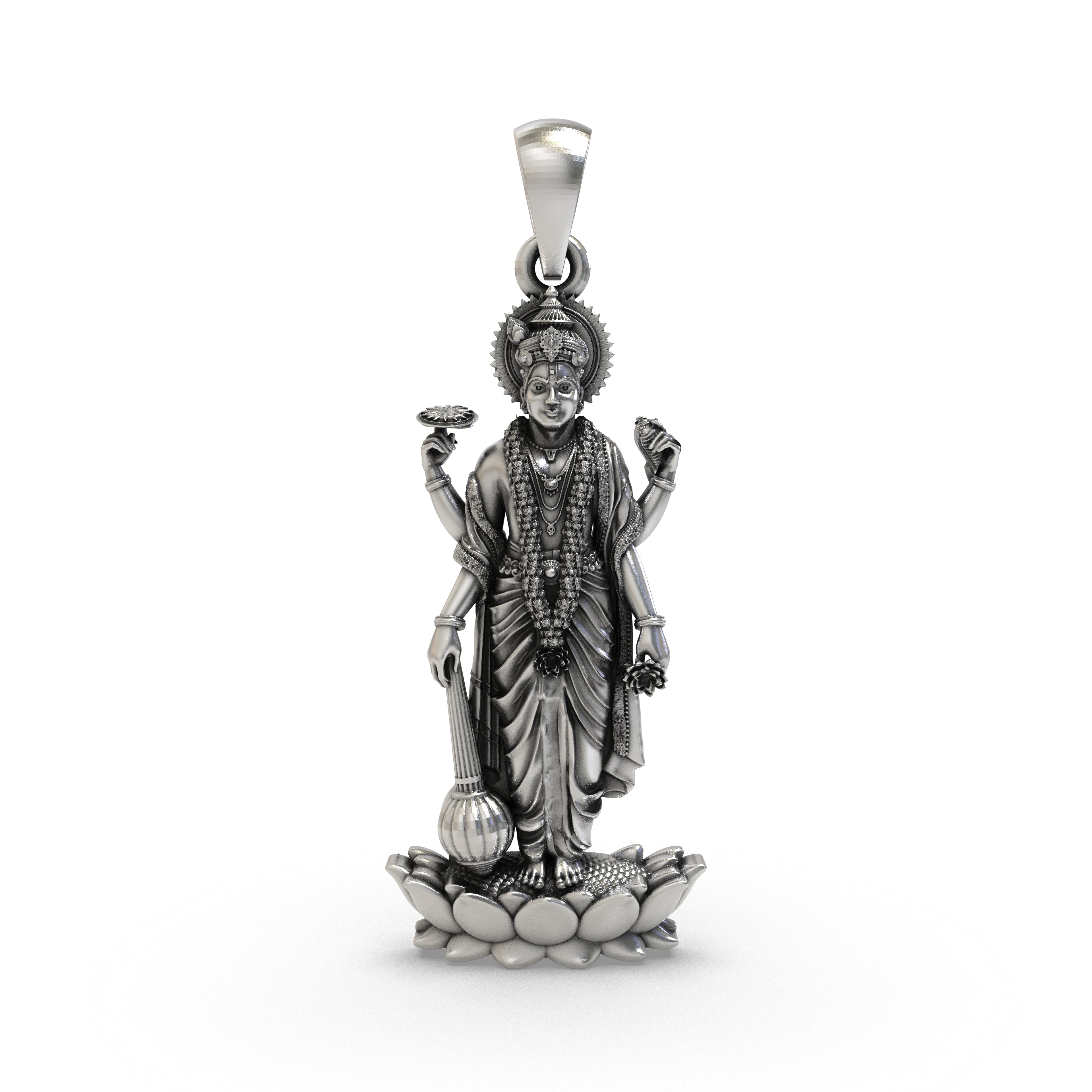 925 Silver Vishnu Narayana Pendant | Sacred Preserver God Jewelry