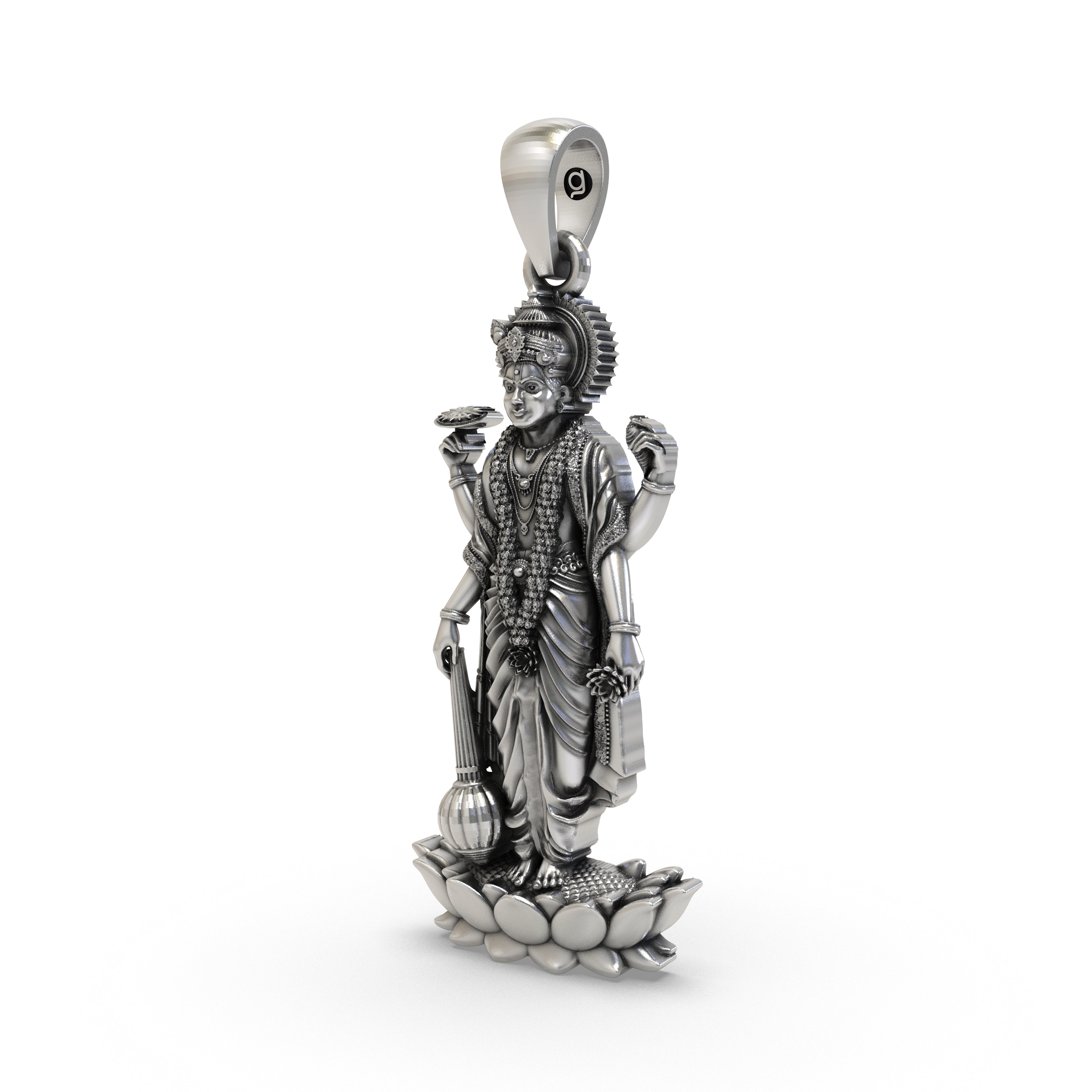 925 Silver Vishnu Narayana Pendant | Sacred Preserver God Jewelry