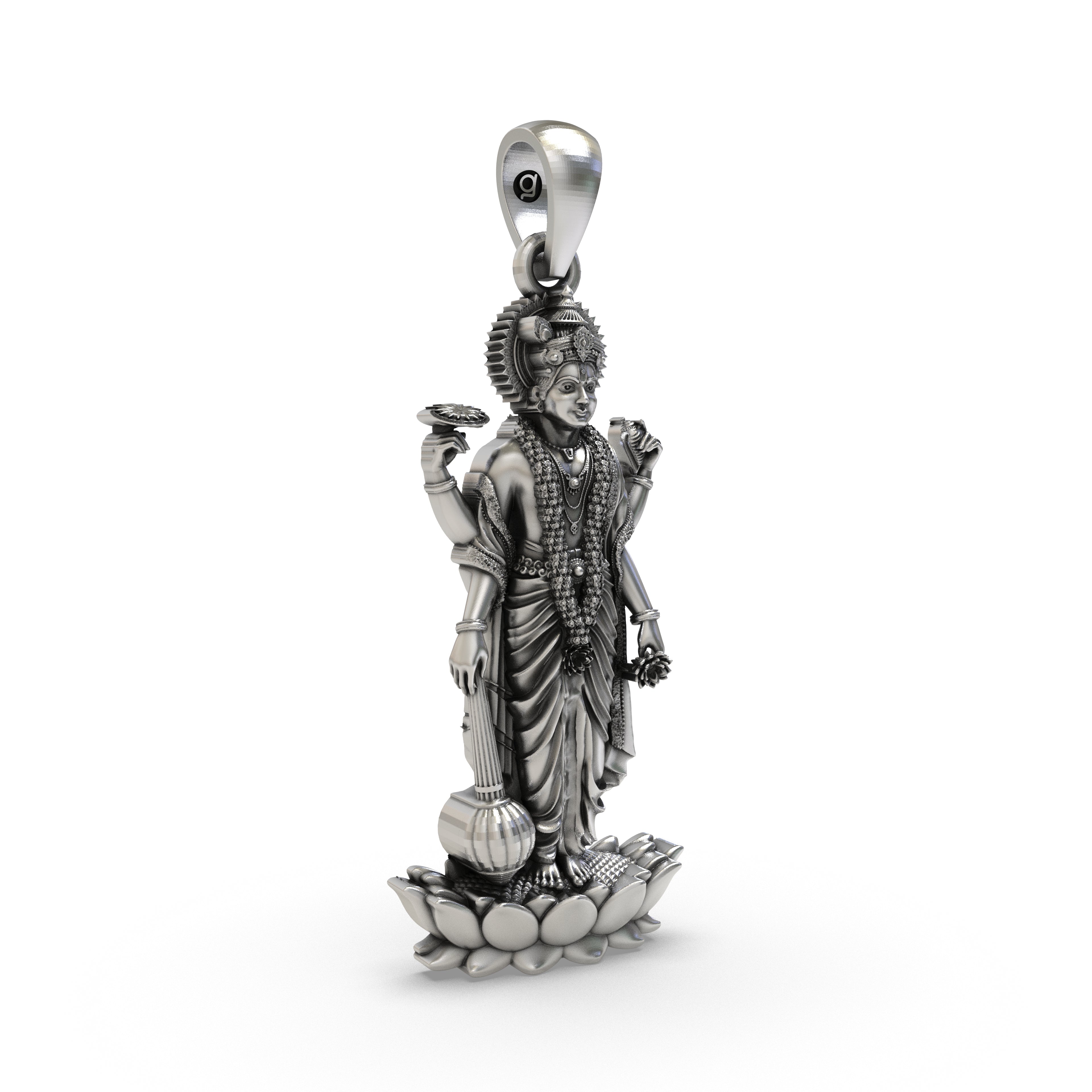 925 Silver Vishnu Narayana Pendant | Sacred Preserver God Jewelry