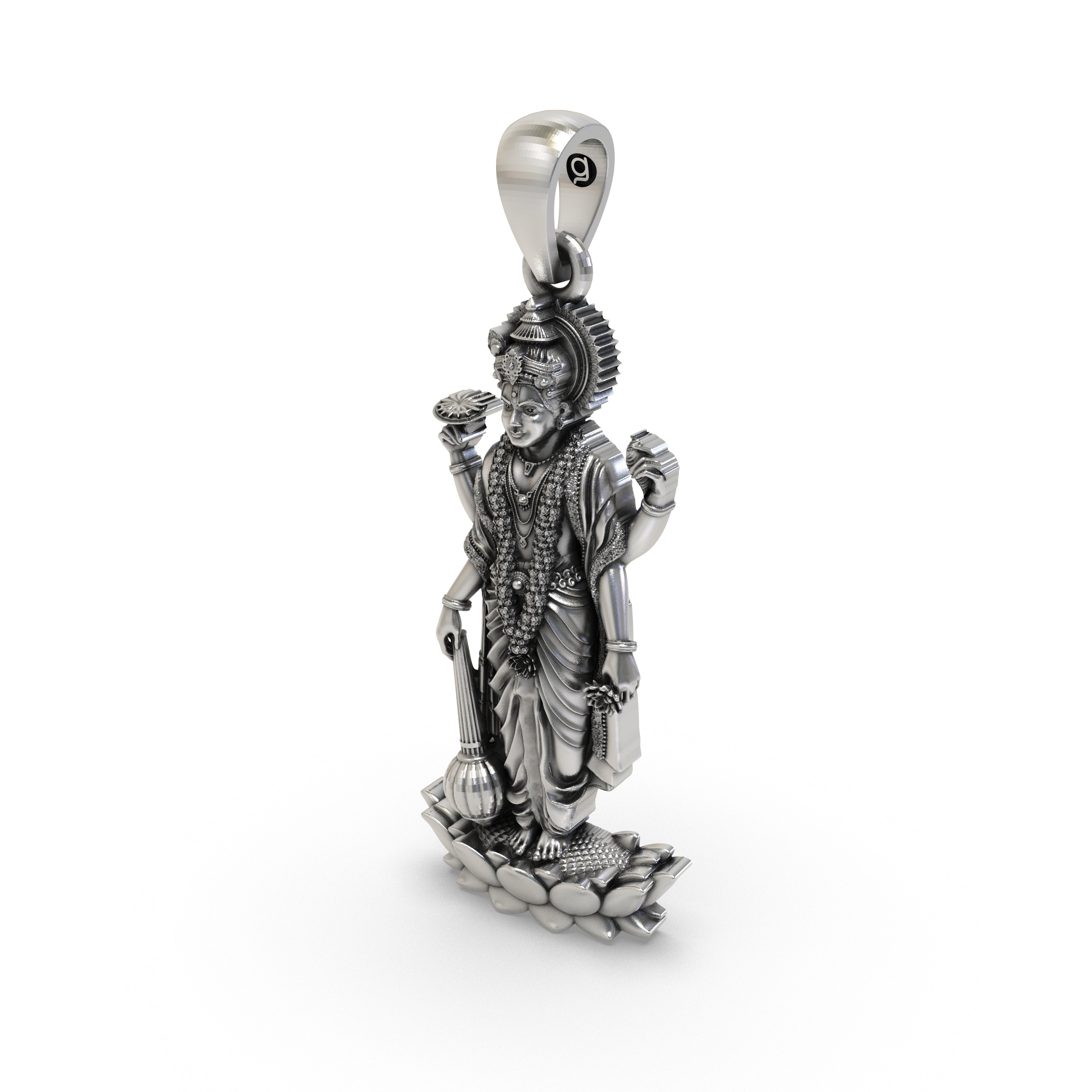 925 Silver Vishnu Narayana Pendant | Sacred Preserver God Jewelry