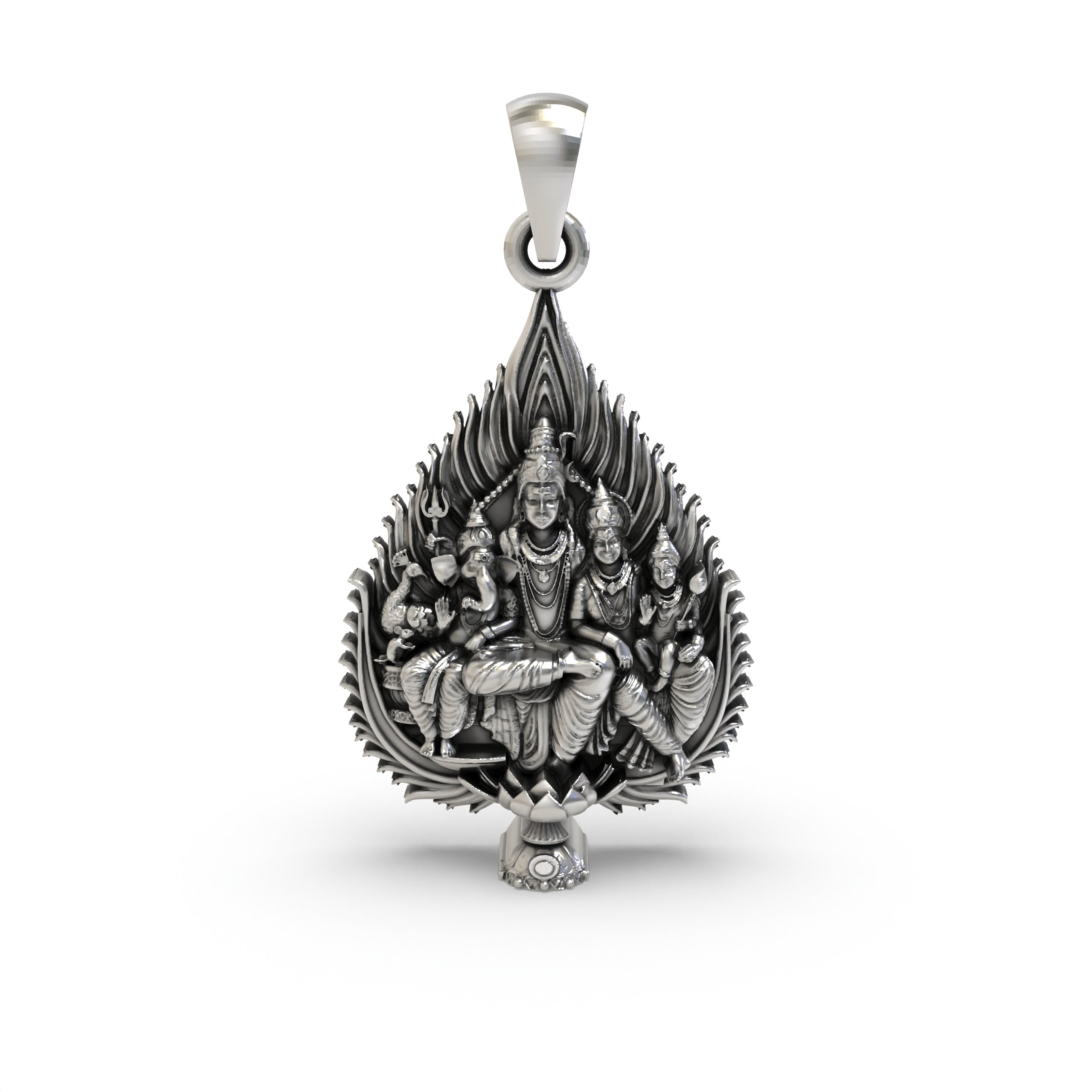 Shiva Family 925 Silver Pendant for Positive Energy & Protection