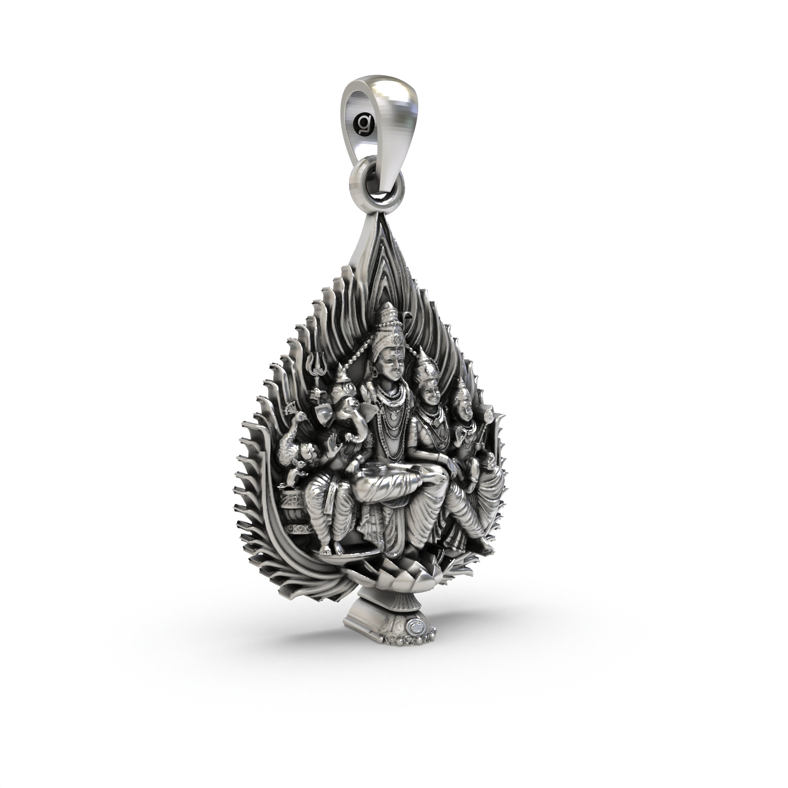 Shiva Family 925 Silver Pendant for Positive Energy & Protection
