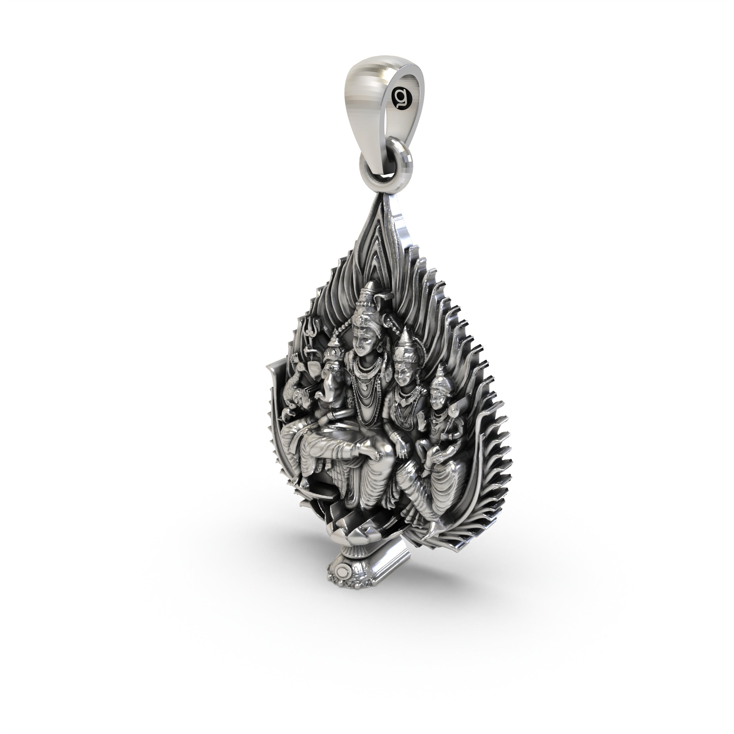 Shiva Family 925 Silver Pendant for Positive Energy & Protection