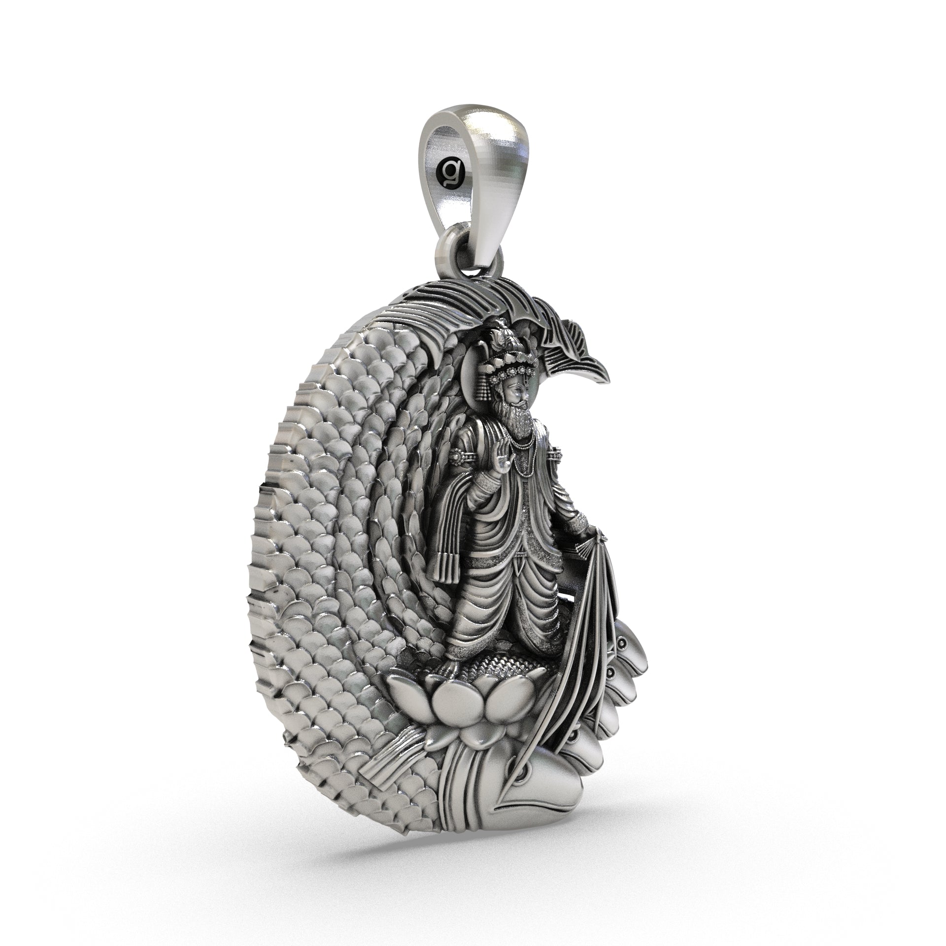 Lord Jhulelal 925 Silver Pendant for Protection & Sindhi Blessings