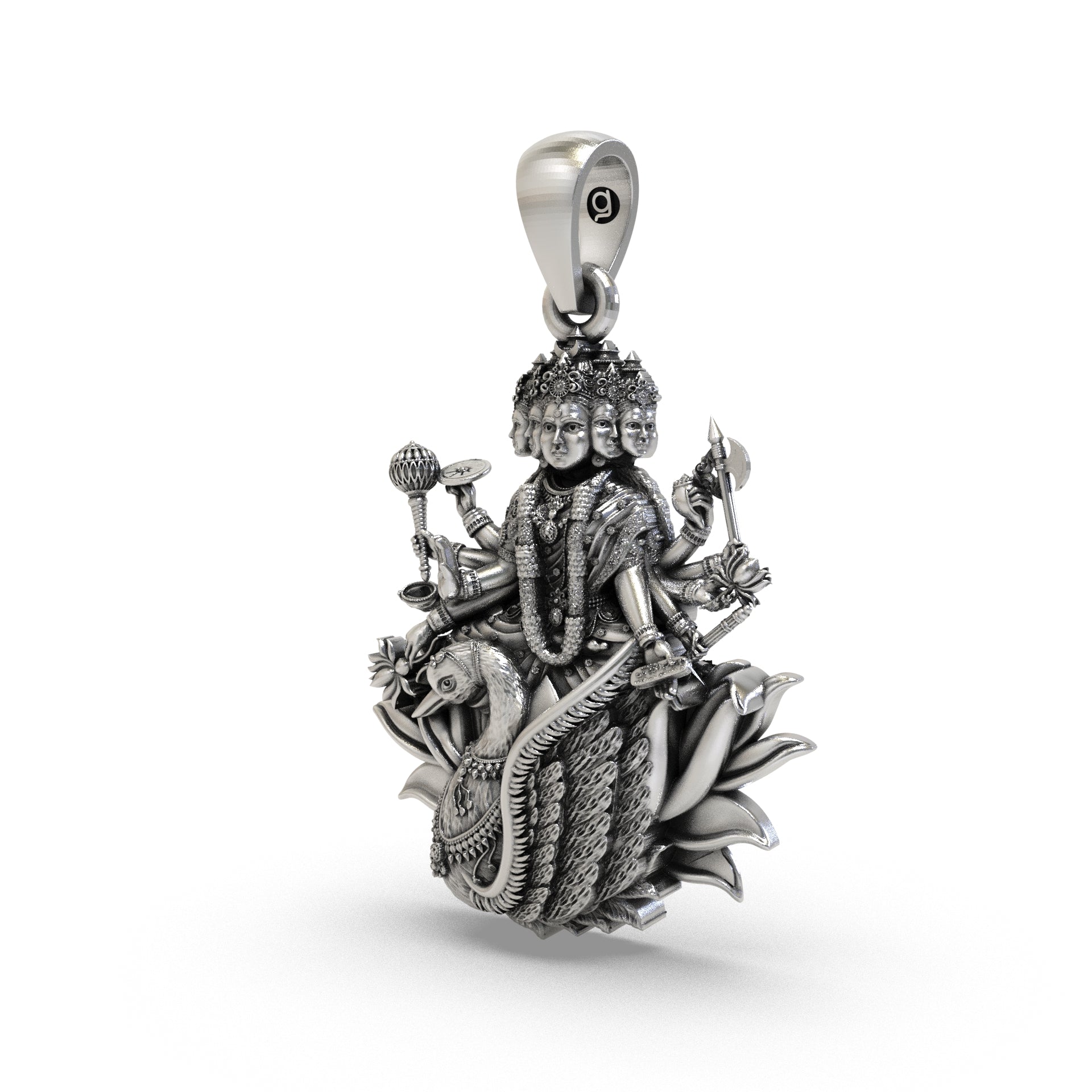Gayatri Mata 925 Silver Pendant for Wisdom, Peace & Positive Energy