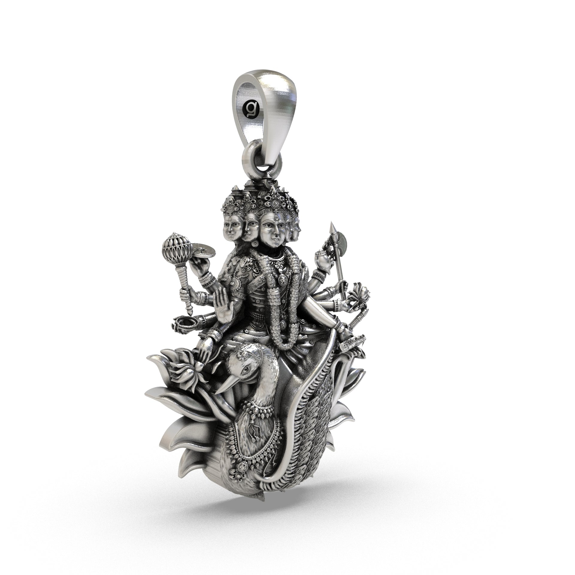 Gayatri Mata 925 Silver Pendant for Wisdom, Peace & Positive Energy