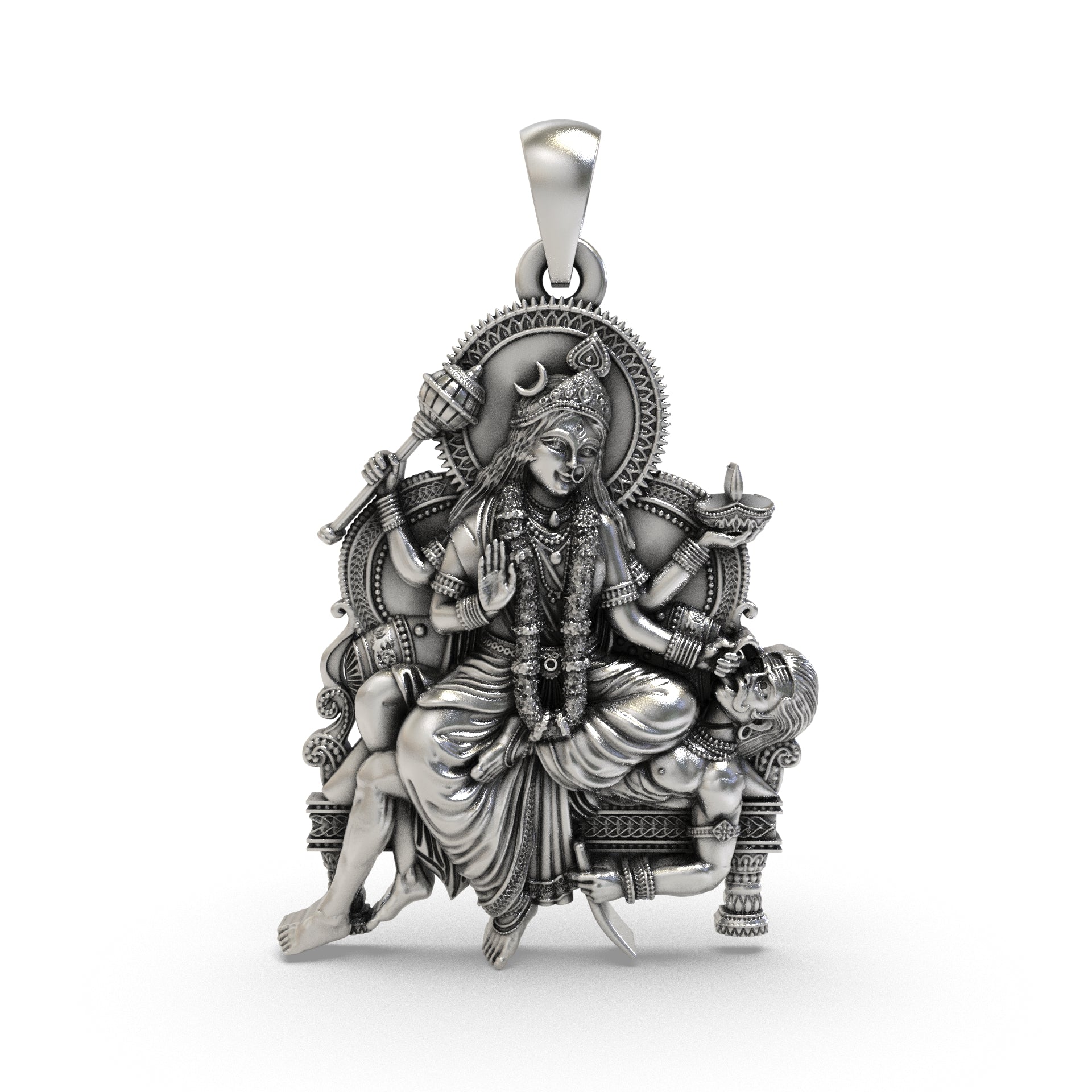 Maa Baglamukhi 925 Silver Pendant for Protection, Victory & Divine Shakti