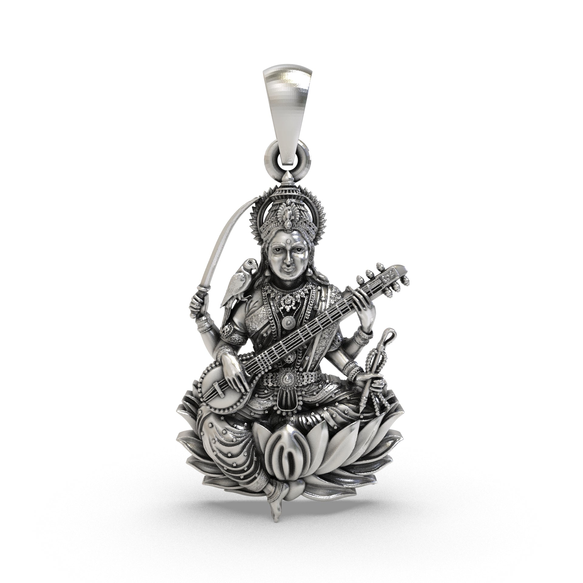 Maa Matangi 925 Silver Pendant for Wisdom, Music & Divine Speech