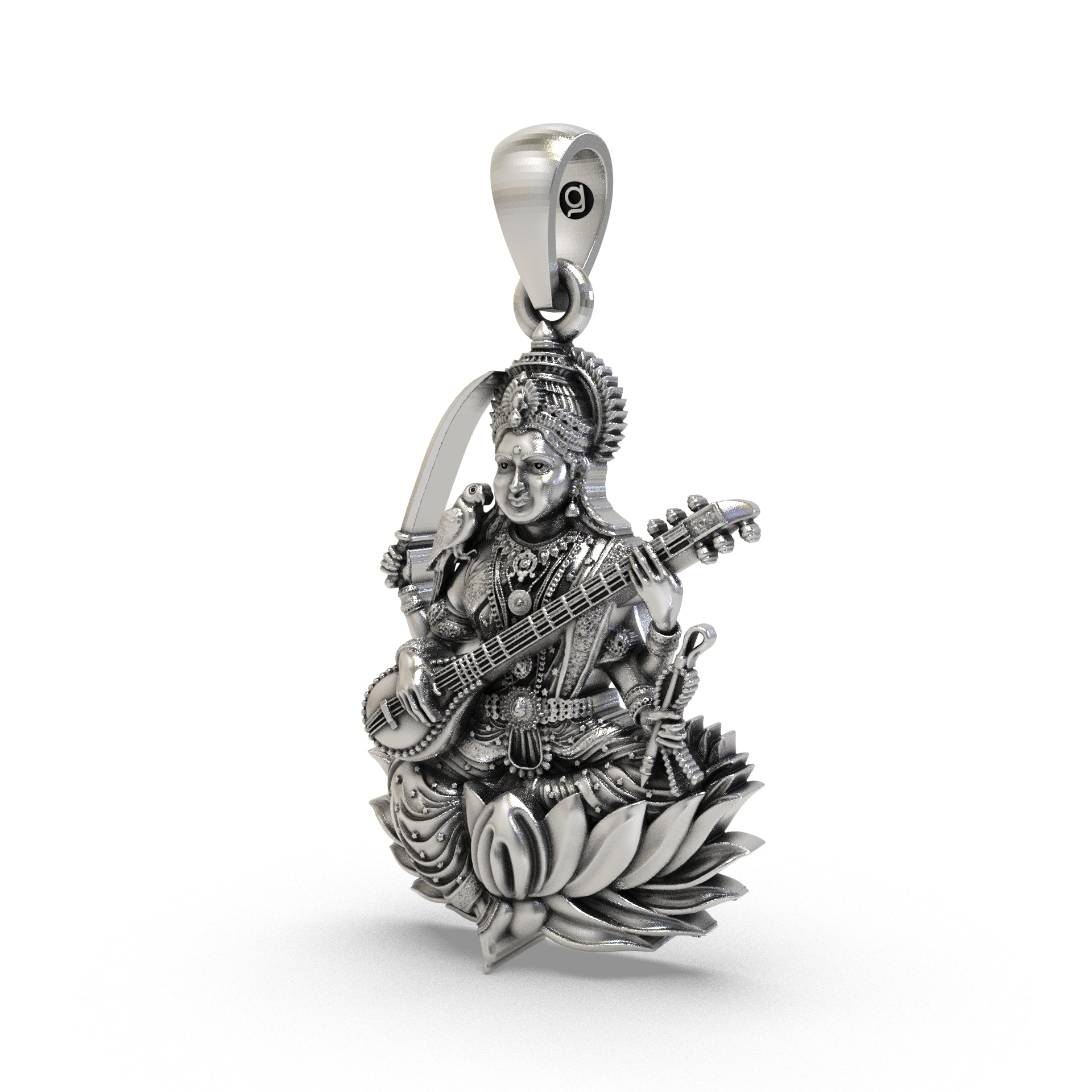Maa Matangi 925 Silver Pendant for Wisdom, Music & Divine Speech