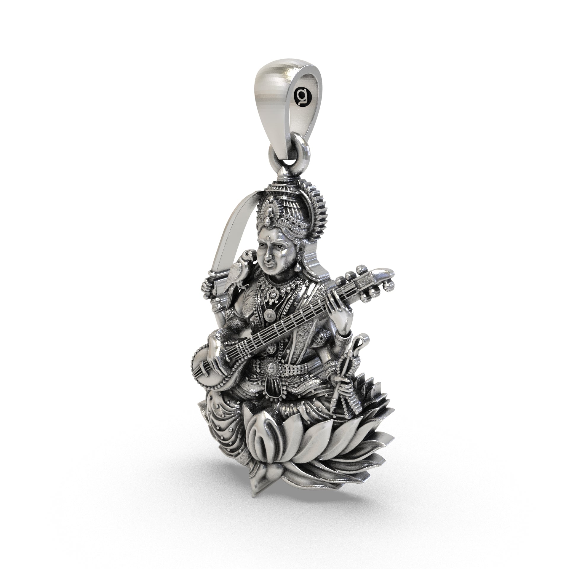 Maa Matangi 925 Silver Pendant for Wisdom, Music & Divine Speech