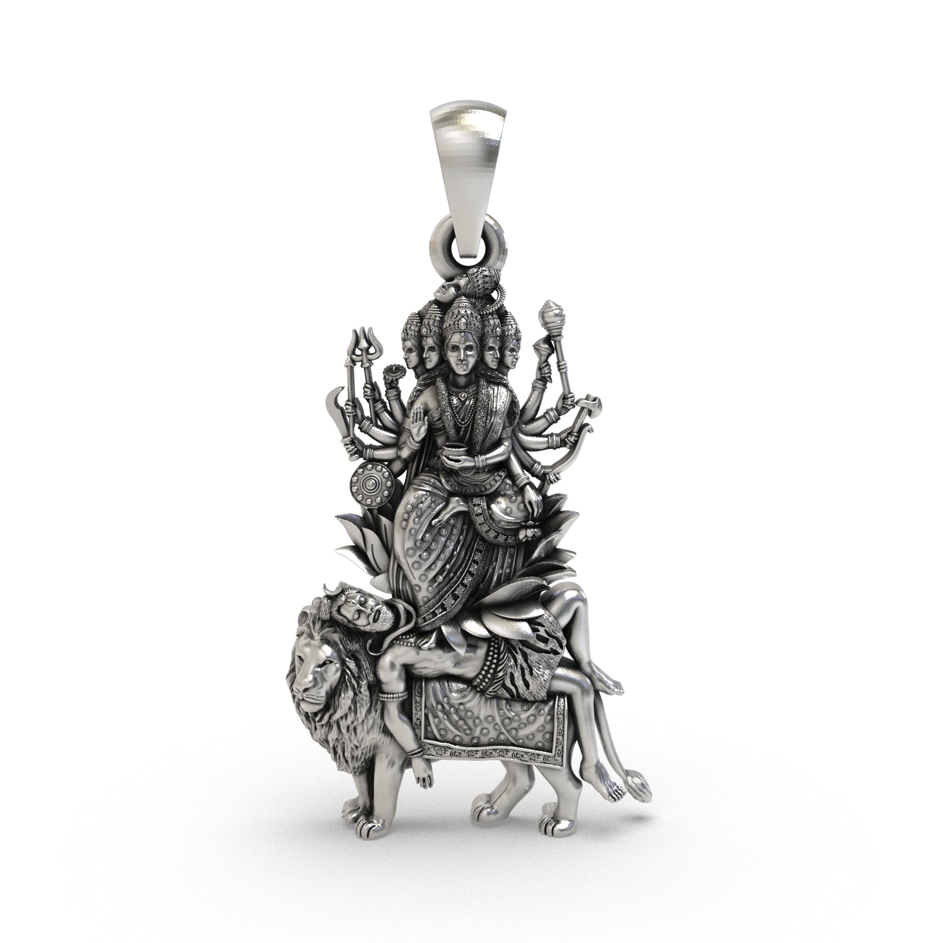 925 silver Maa Kamakhya pendant front view