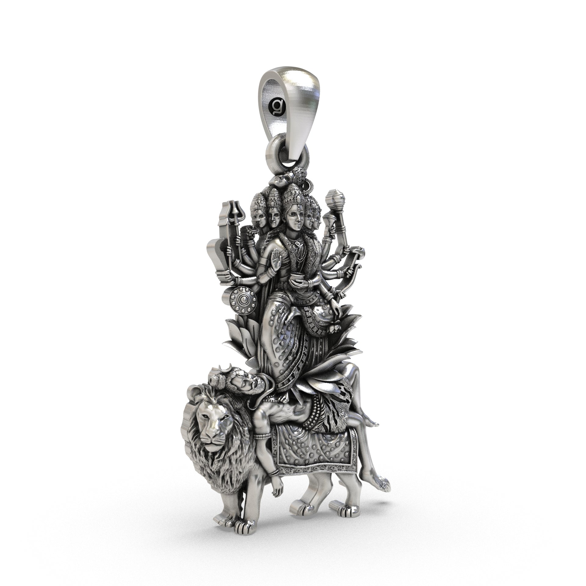 Handcrafted 925 silver Kamakhya locket side view