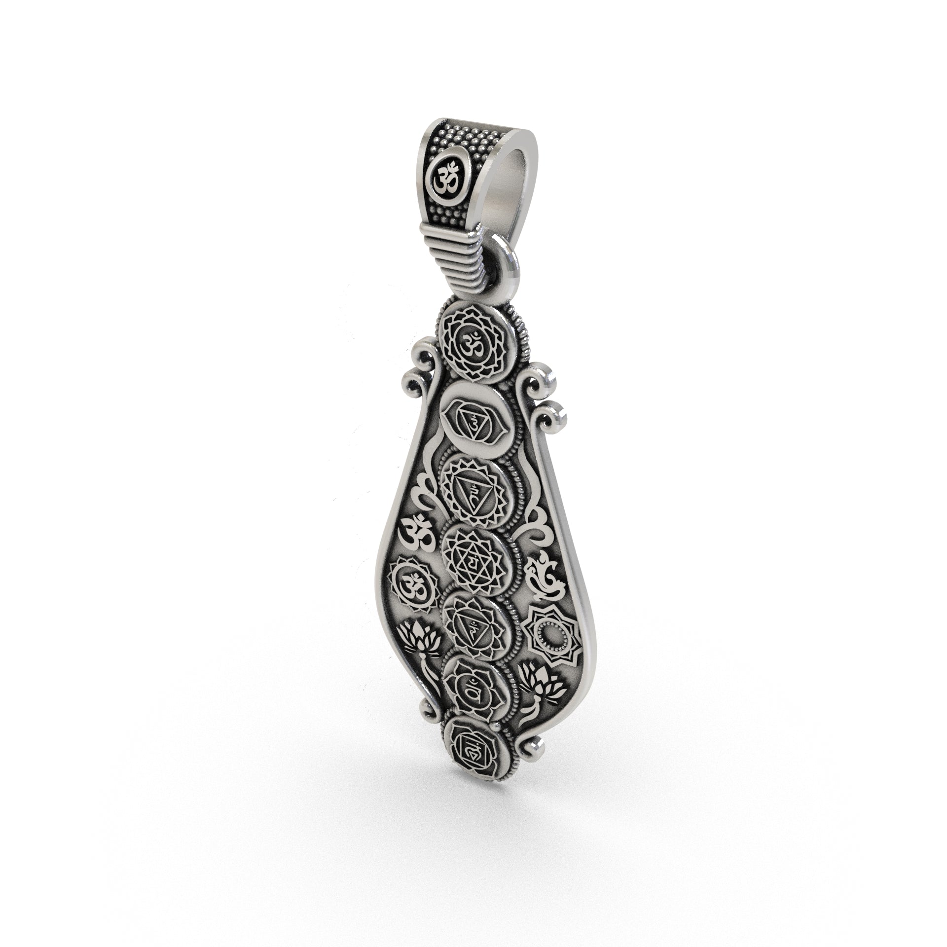 Antique silver chakra pendant for meditation