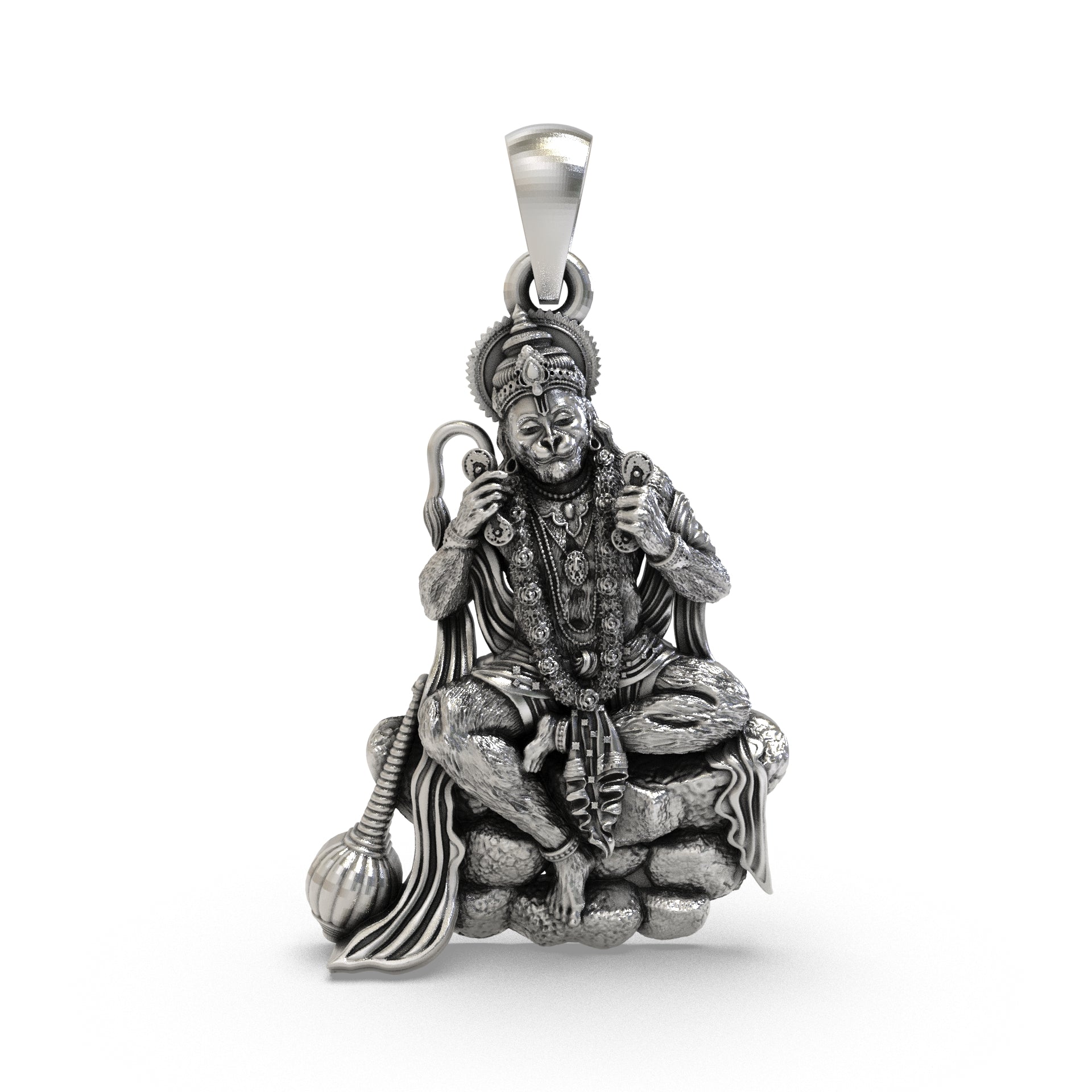 925 Silver Hanuman Ji pendant front view
