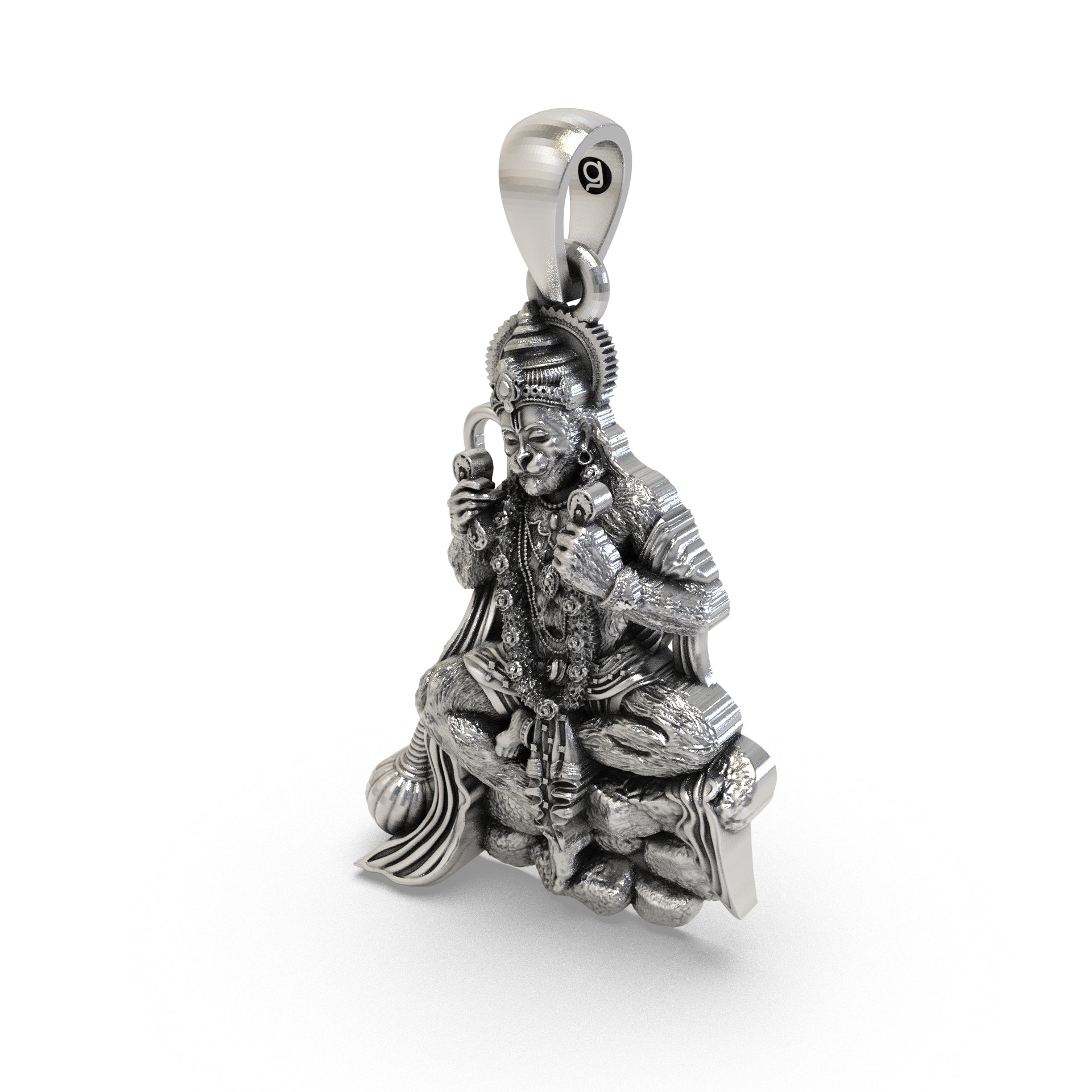 Antique silver Hanuman pendant for devotees
