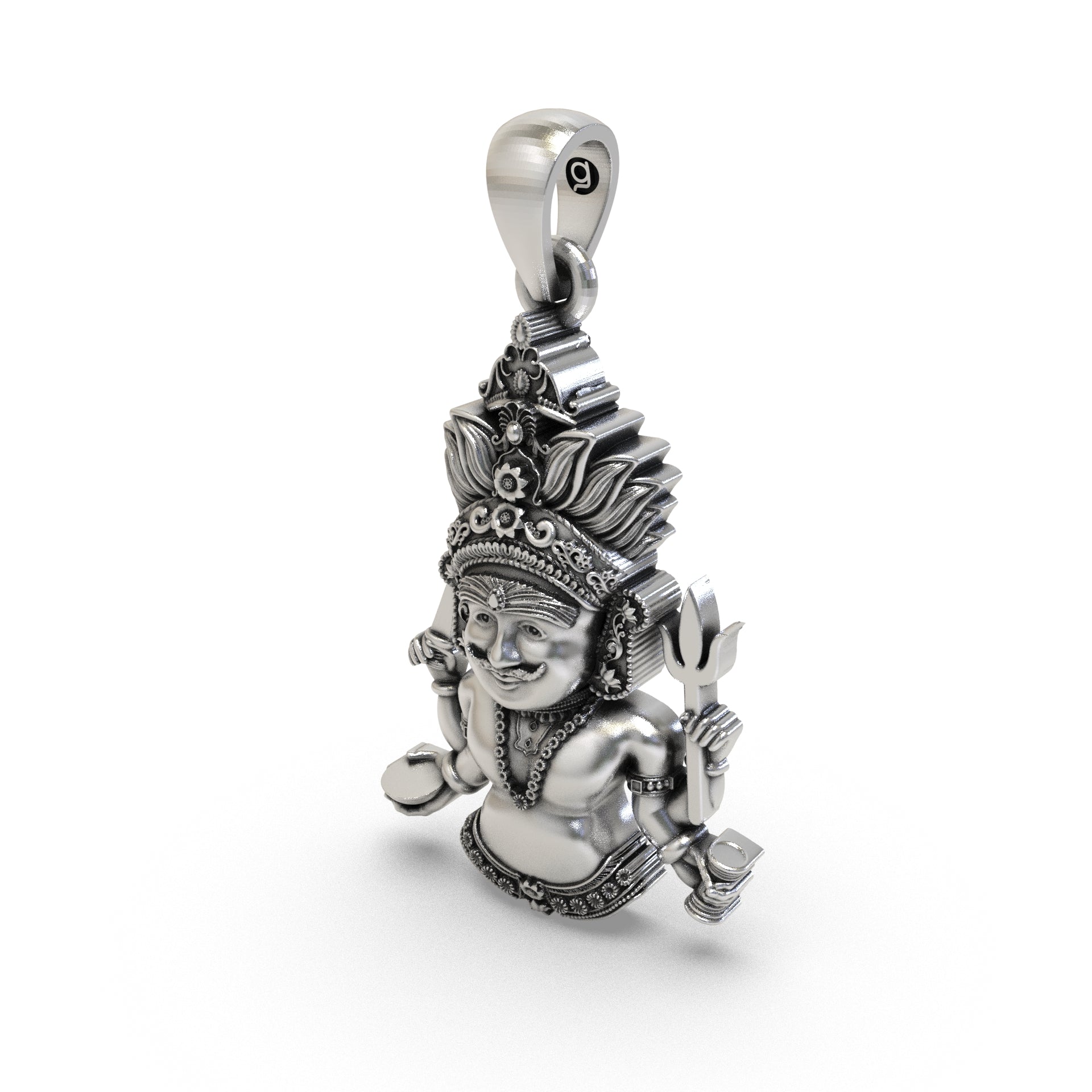 Premium 6.50 gram 925 silver Bhairav pendant showing thickness and oxidized finish.