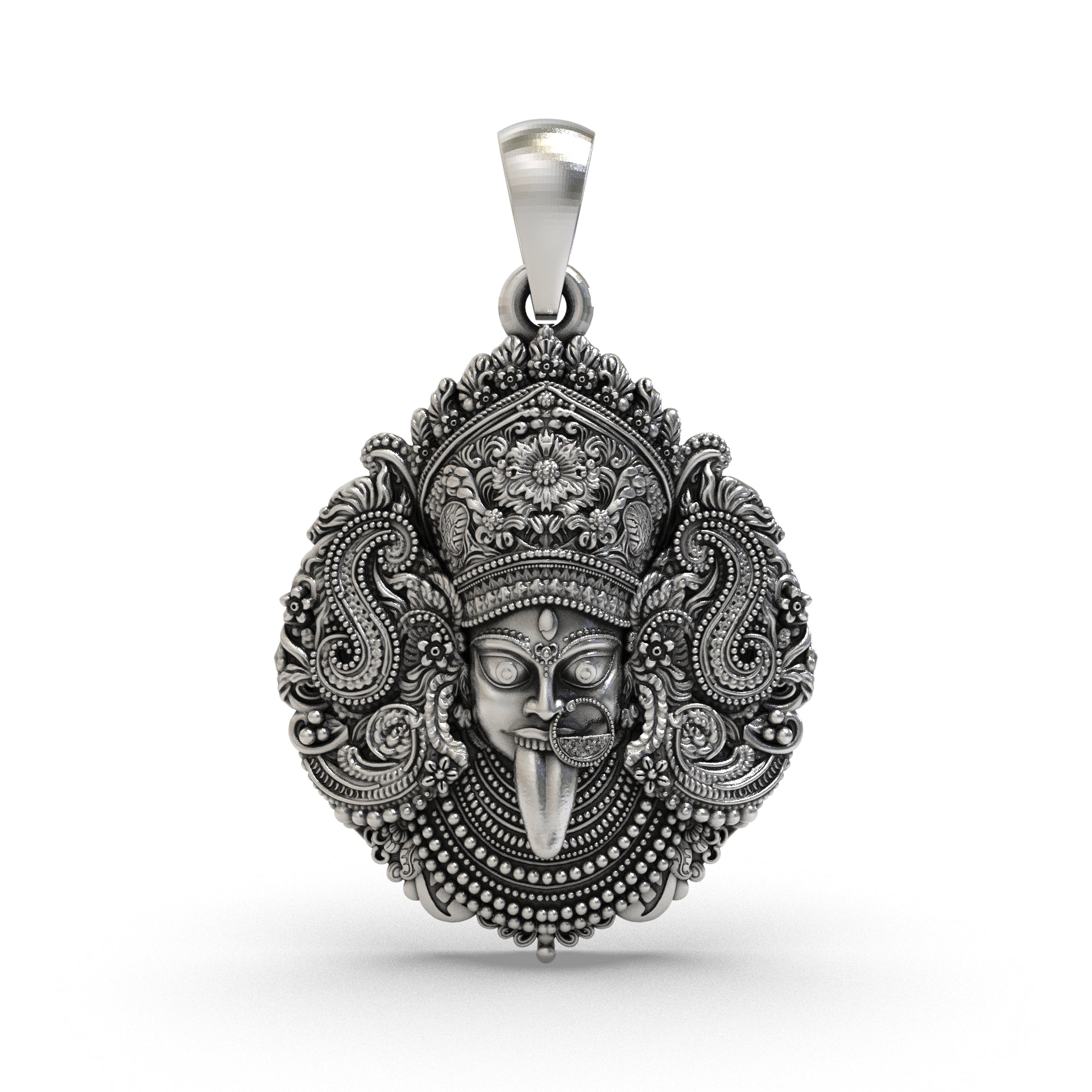 925 silver Kali Maa pendant front view