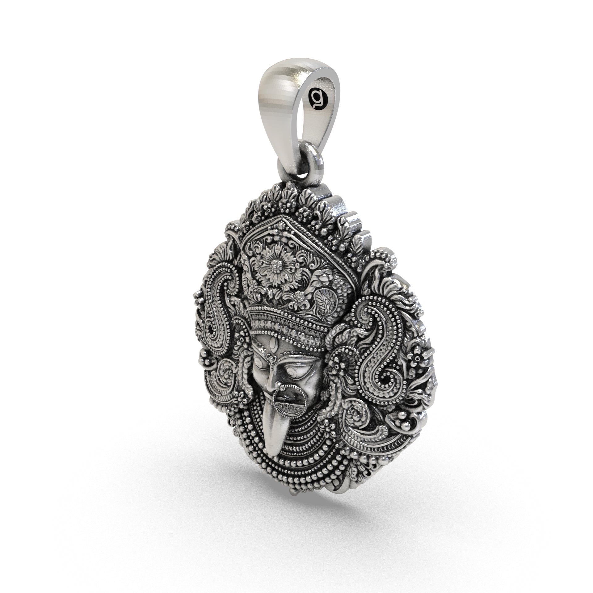 Luxury sterling silver Kali Maa pendant necklace