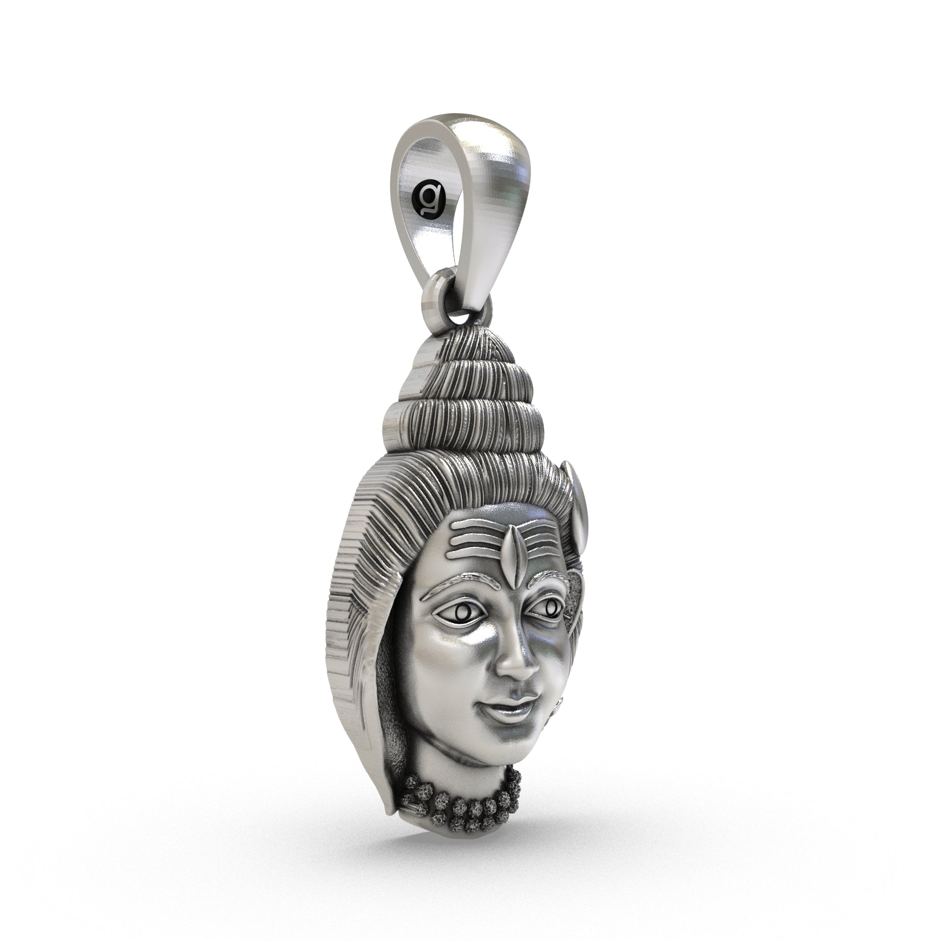Handcrafted 925 silver Shiv pendant angle view
