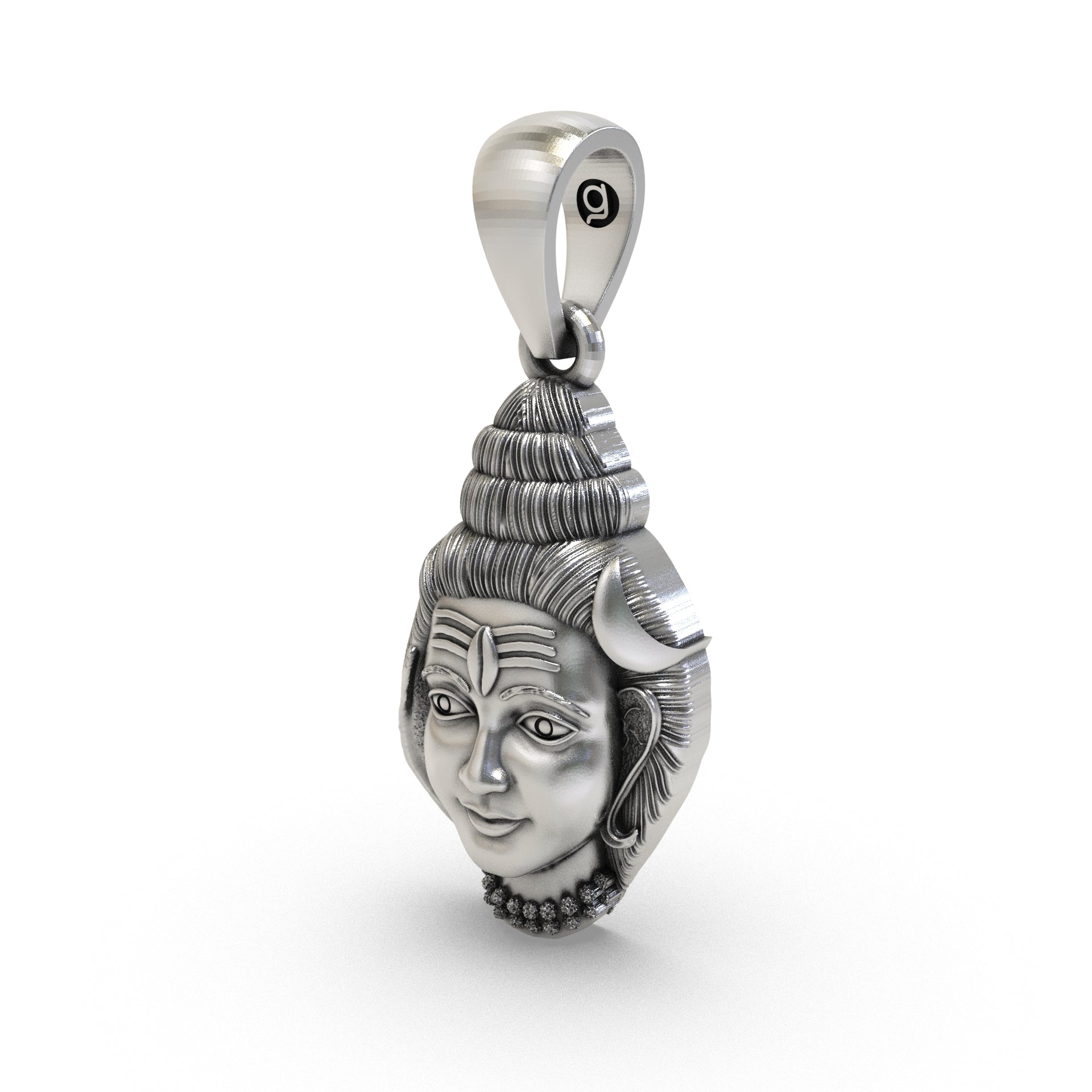 Luxury sterling silver Shiva Shankh pendant necklace