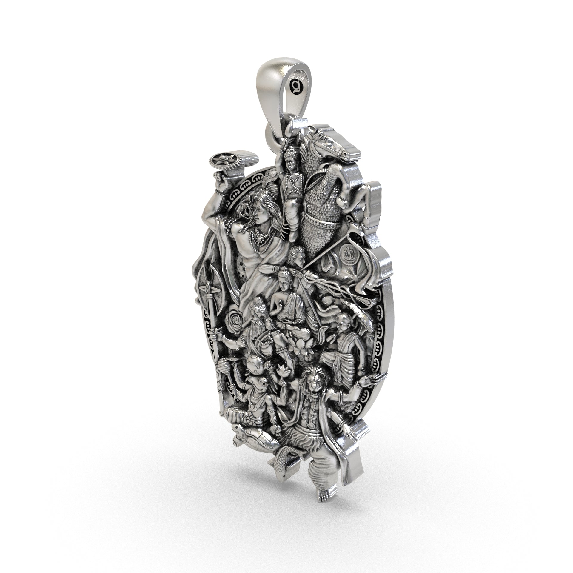 Luxury sterling silver Vishnu Dashavatara necklace pendant