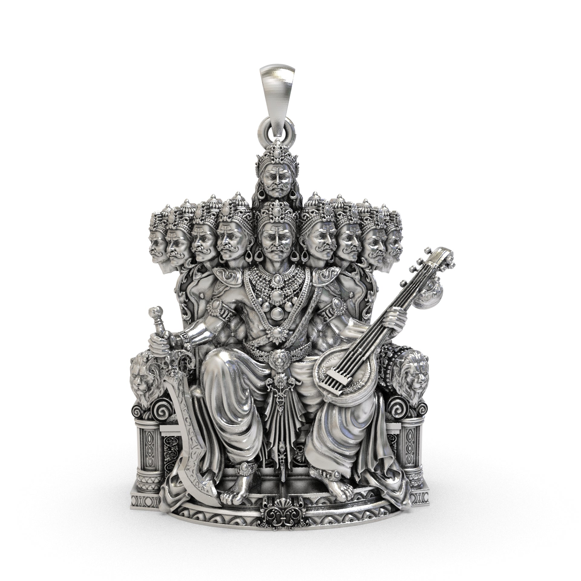 925 Silver Dashanan Ravana Pendant | Ten-Headed Lanka King Locket