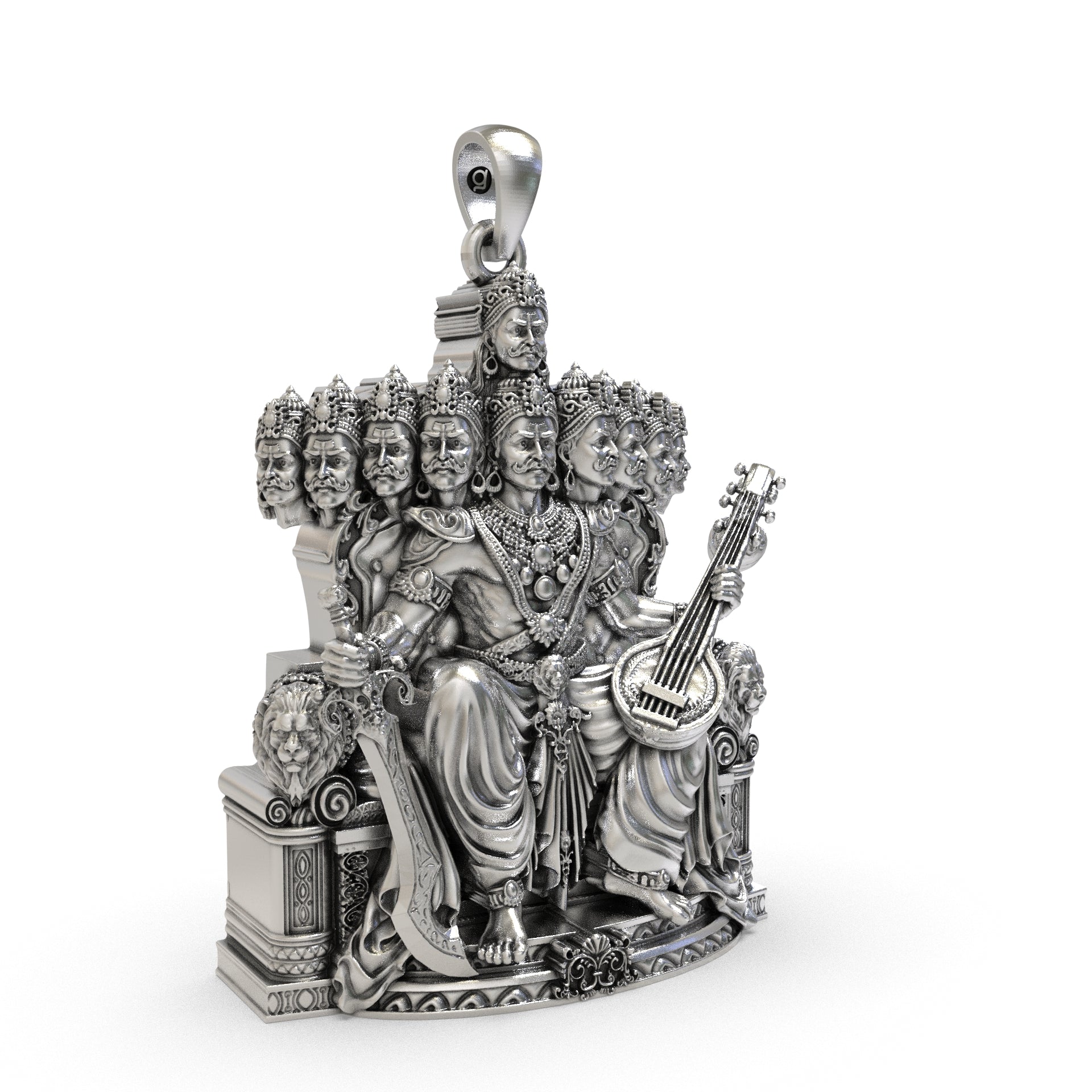 925 Silver Dashanan Ravana Pendant | Ten-Headed Lanka King Locket